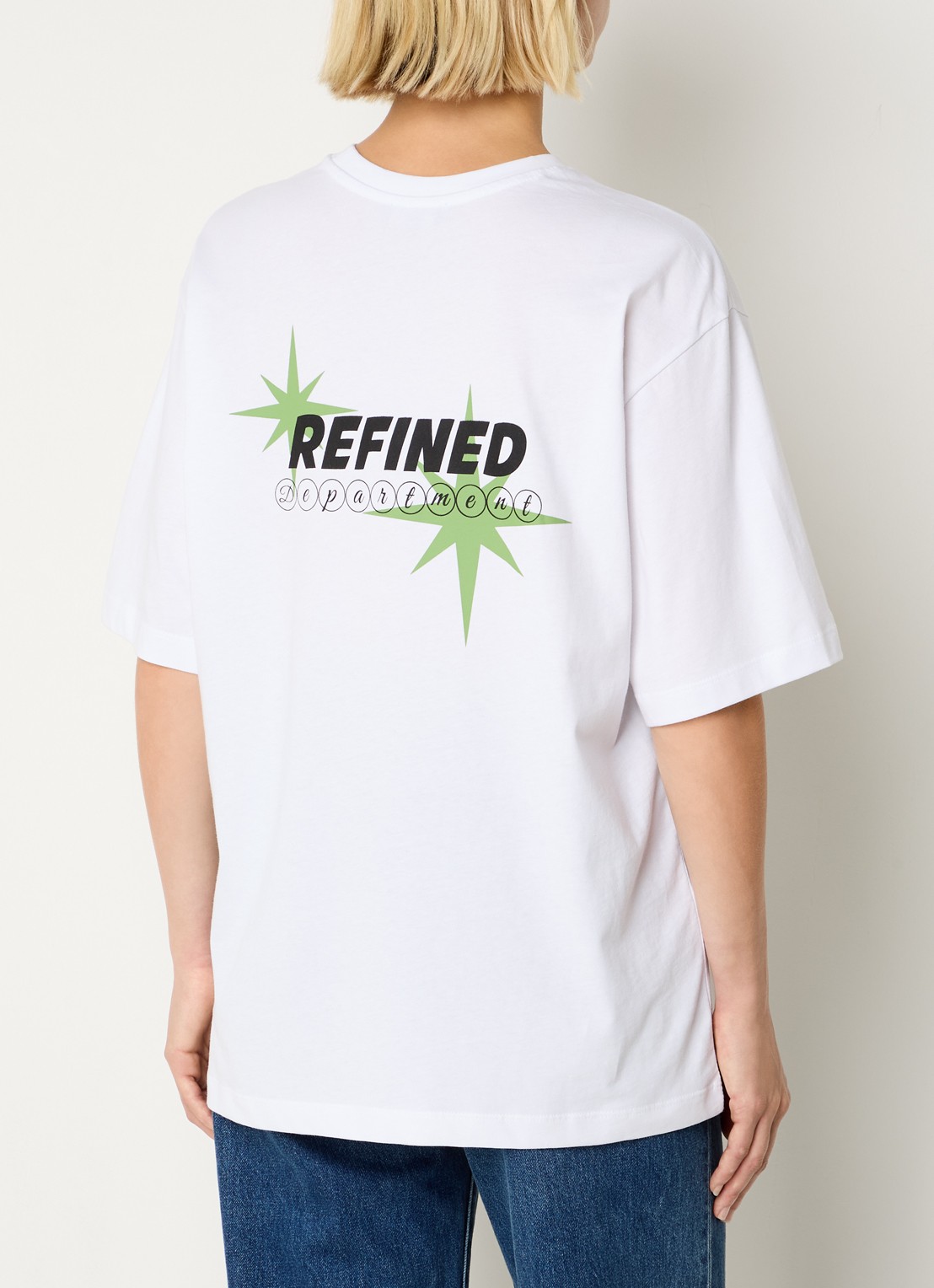 Refined Department Maggy oversized T-shirt met logo- en backprint - detail 4 gebroken wit
