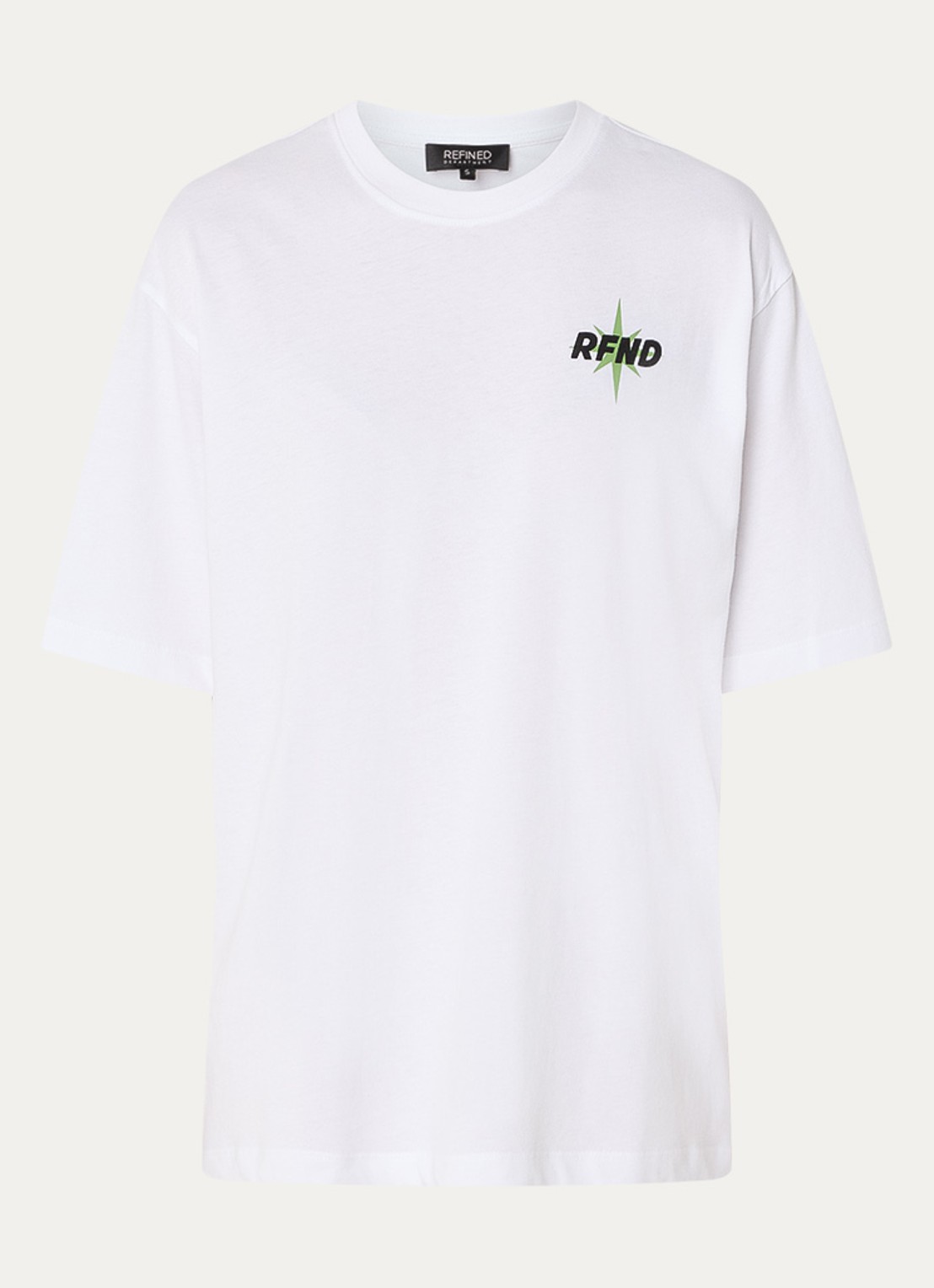 Refined Department Maggy oversized T-shirt met logo- en backprint - voorkant 2 gebroken wit