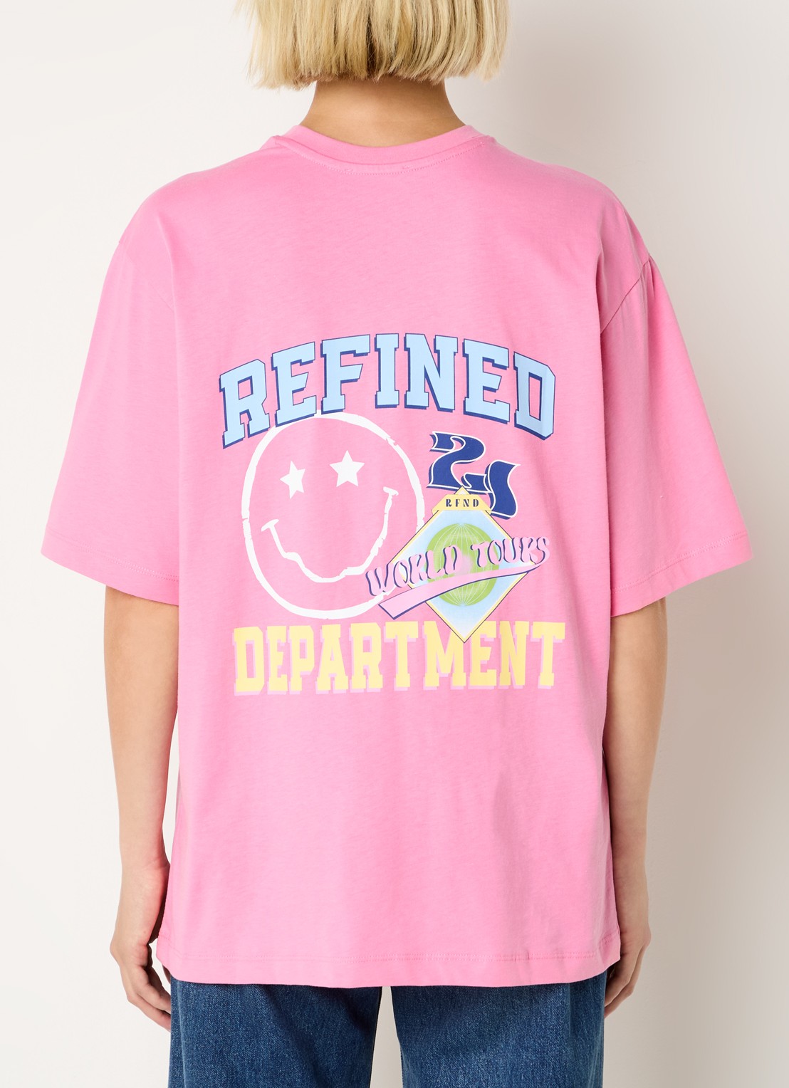 Refined Department Maggy oversized T-shirt met logo- en backprint - detail 2 roze