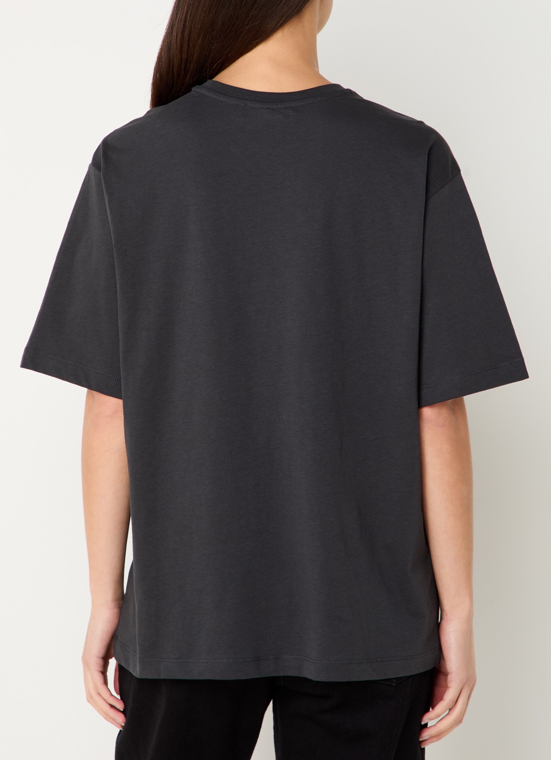 Refined Department Maggy oversized T-shirt met logoprint en strass - achterkant 4 zwart