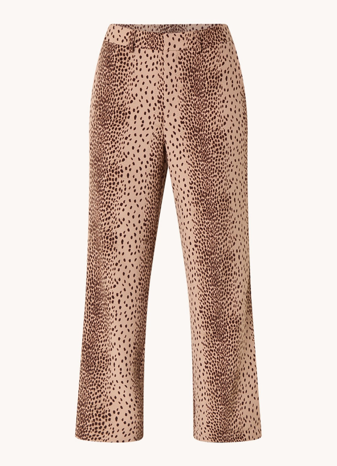 Refined Department Puck high waist loose fit pantalon met panterprint  - voorkant 4 bruin