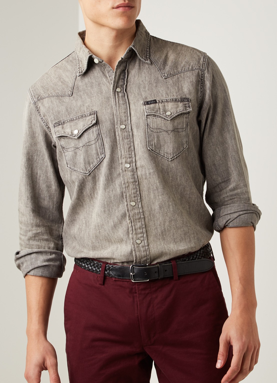 Regular fit overhemd van denim met borstzakken - detail 2 blue