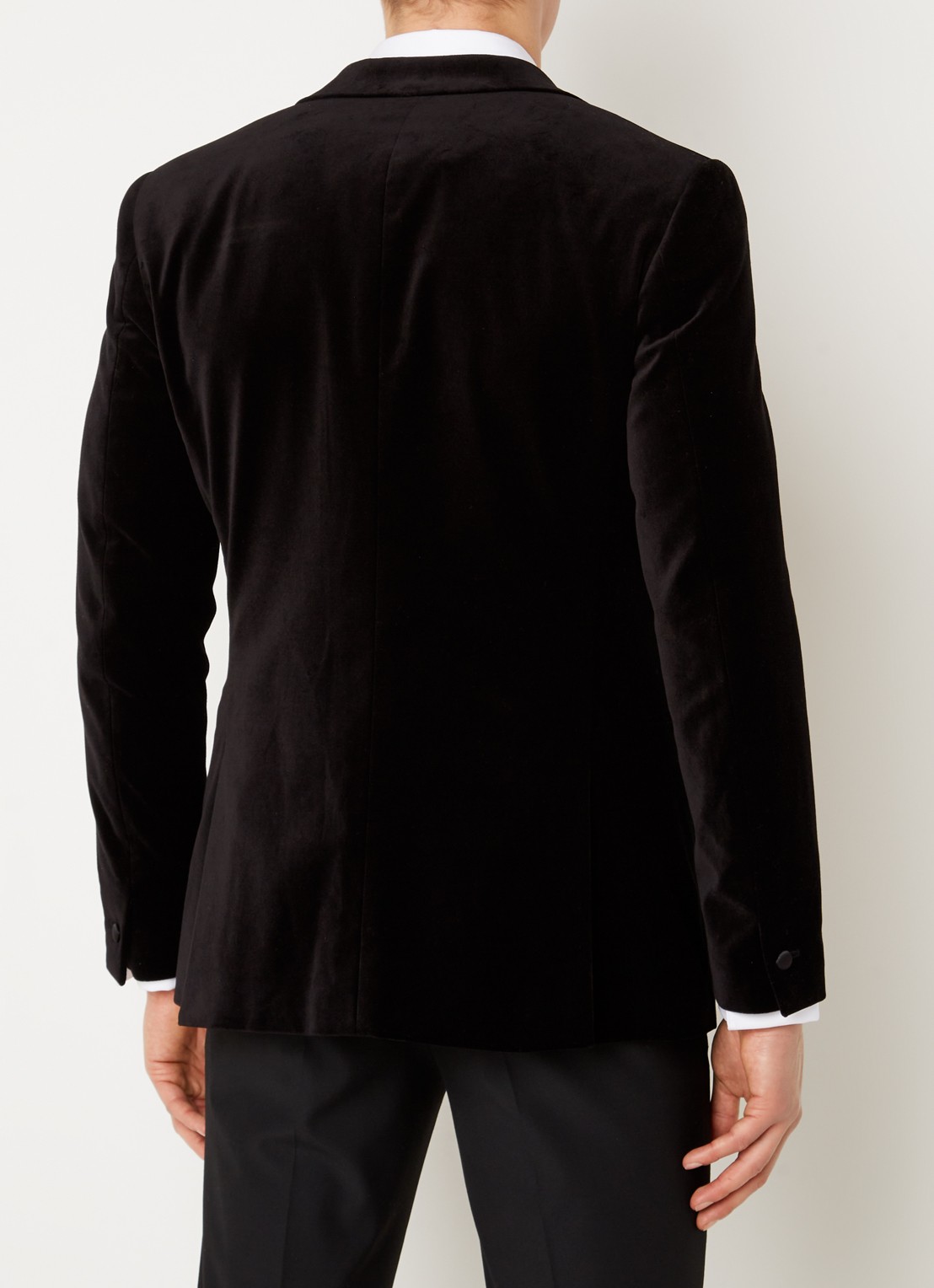 Reiss Ace regular fit colbert van fluweel met borstzak - achterkant 2 zwart