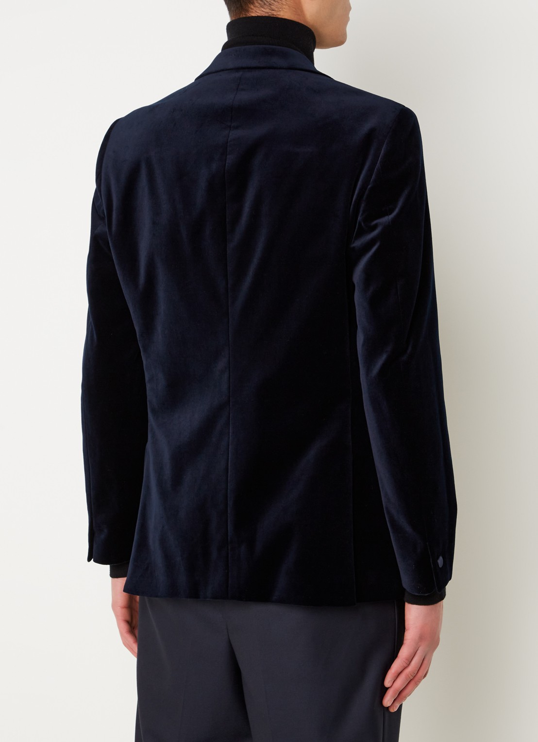 Reiss Ace regular fit colbert van fluweel met borstzak - achterkant donkerblauw