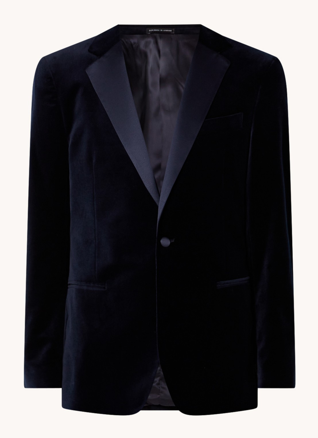 Reiss Ace regular fit colbert van fluweel met borstzak - voorkant 2 donkerblauw