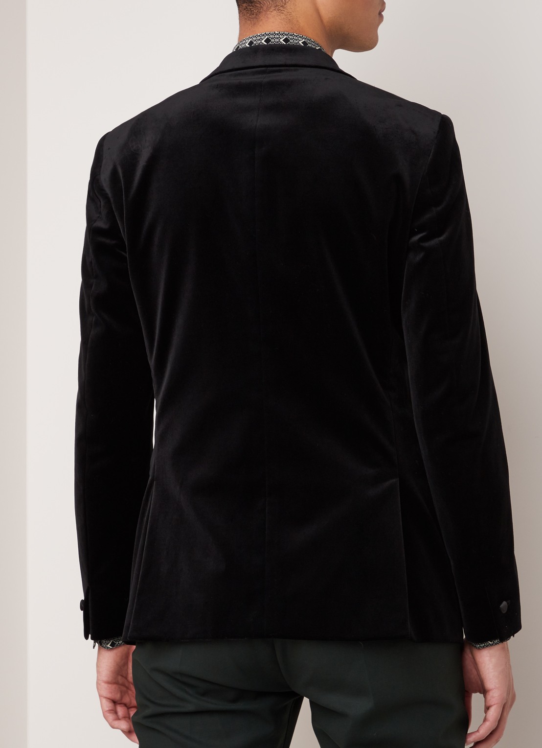 Reiss Ace slim fit colbert van fluweel met paspelzakken - achterkant zwart