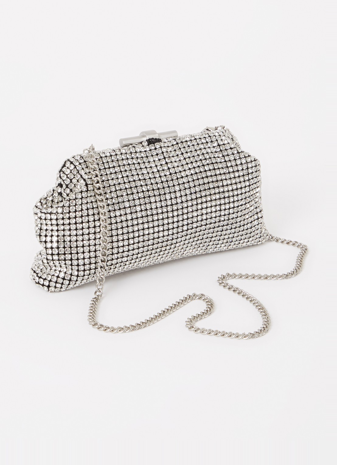 Reiss Adaline clutch met strass met afneembare schouderriem - achterkant 4 zilver
