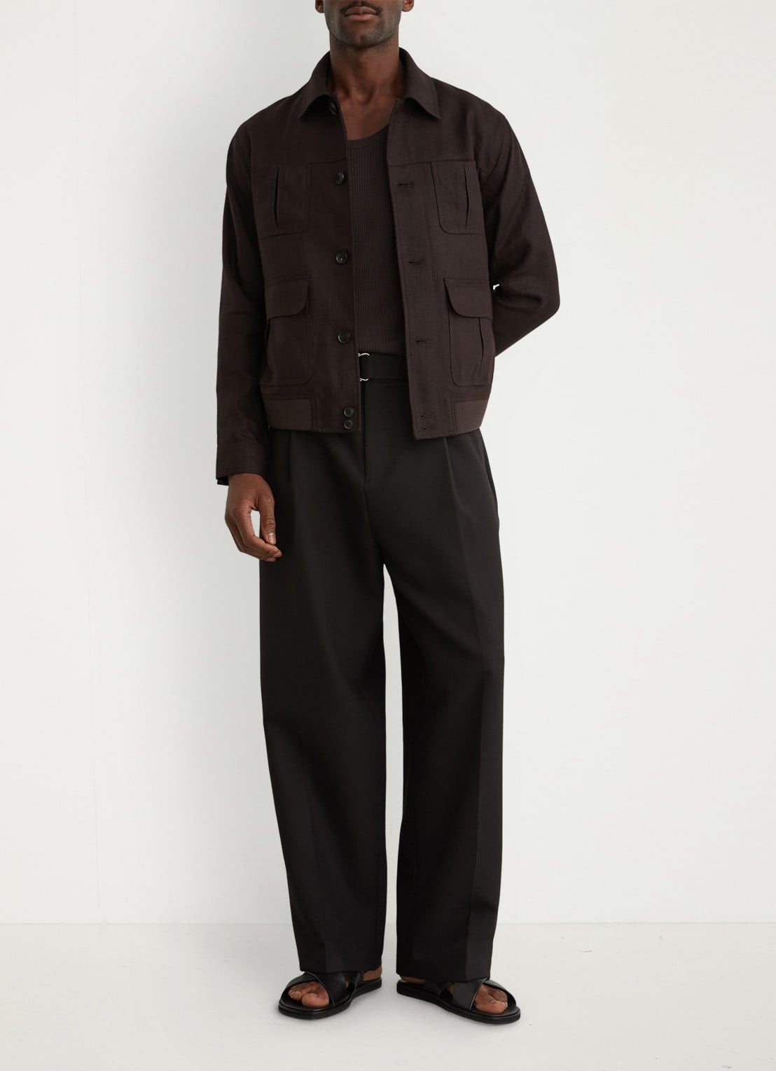 Reiss Adam jack in linnenblend - detail 2 chocoladebruin
