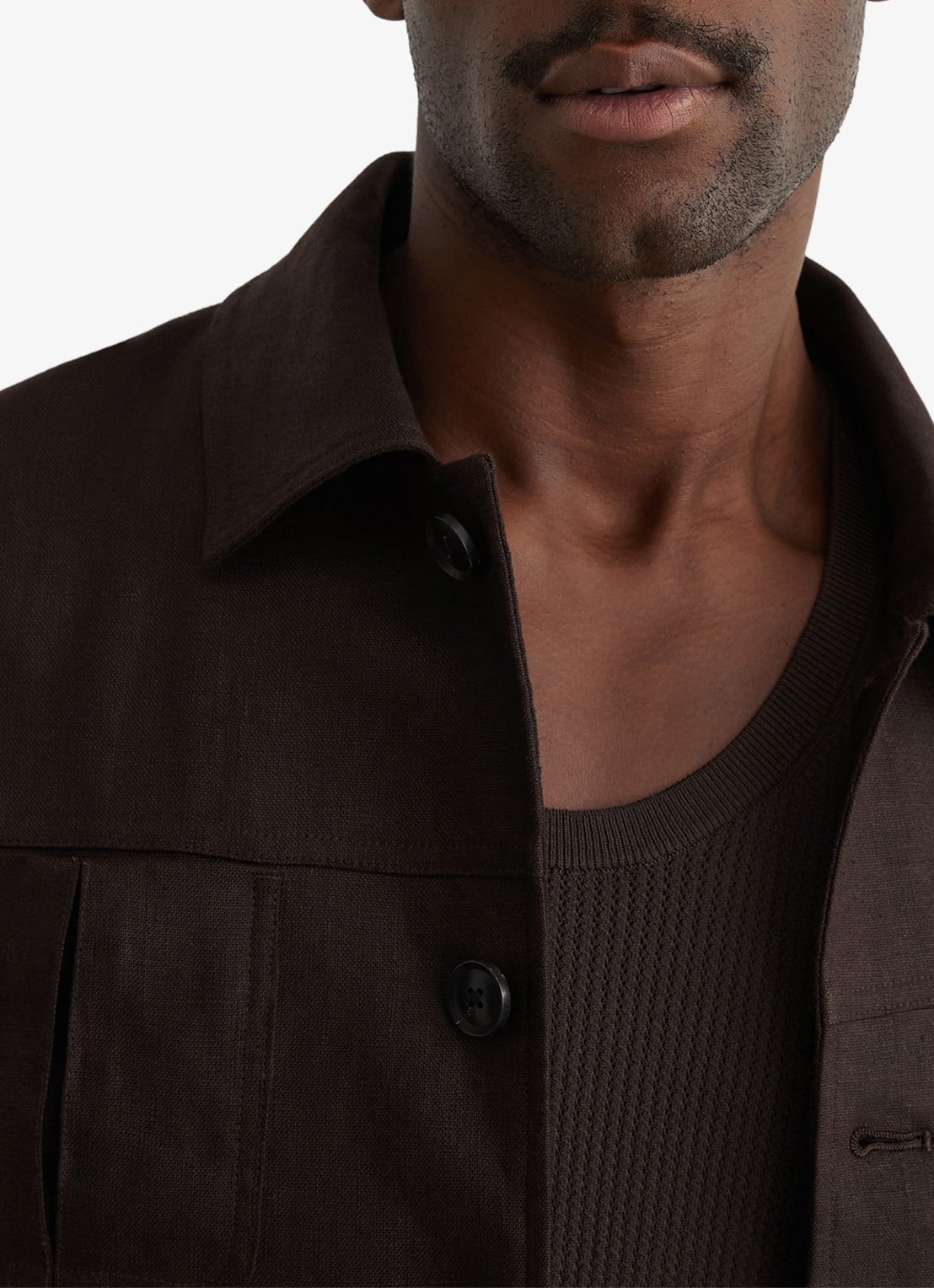 Reiss Adam jack in linnenblend - detail 4 chocoladebruin