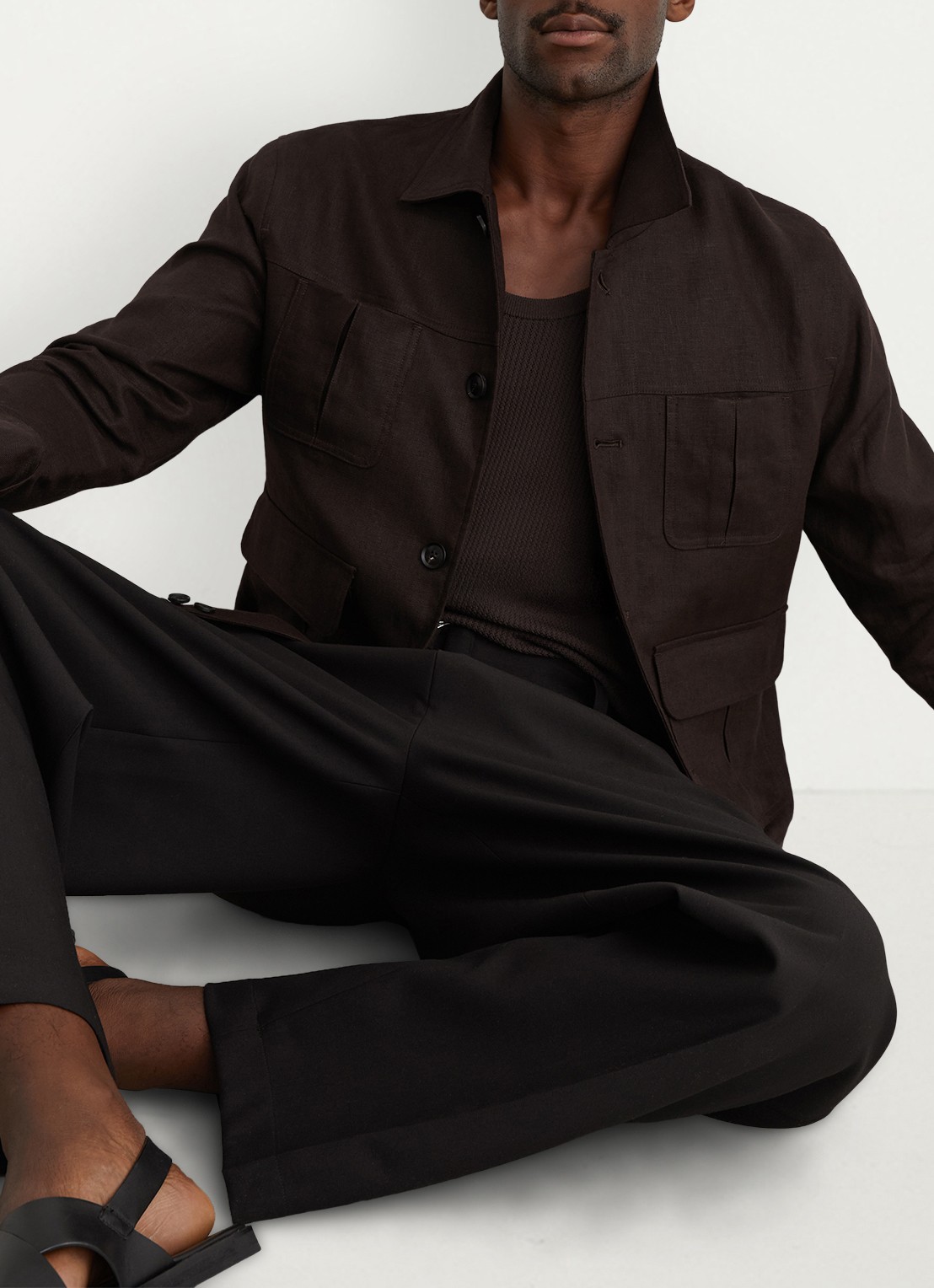 Reiss Adam jack in linnenblend - detail 5 chocoladebruin