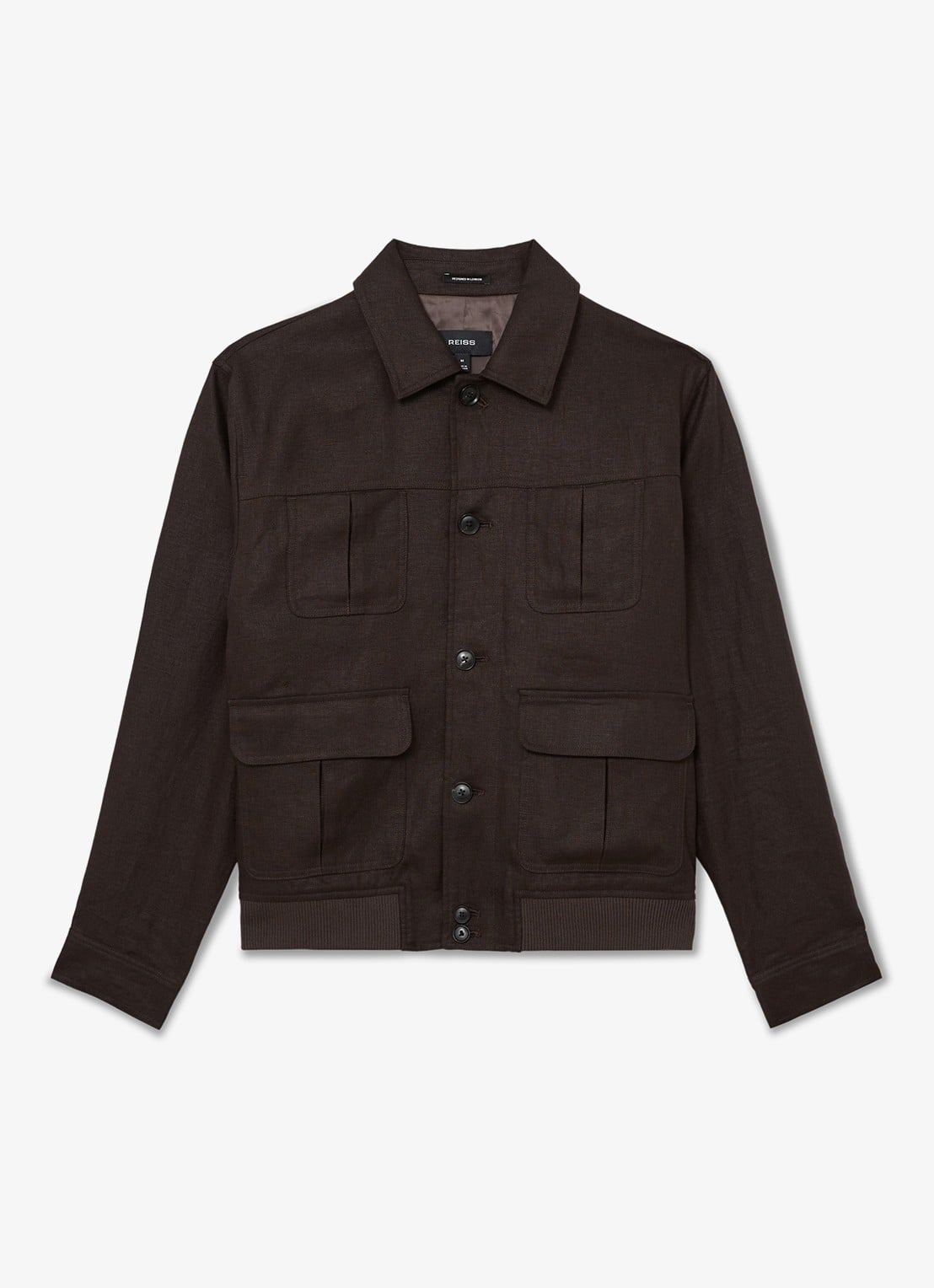 Reiss Adam jack in linnenblend - voorkant chocoladebruin
