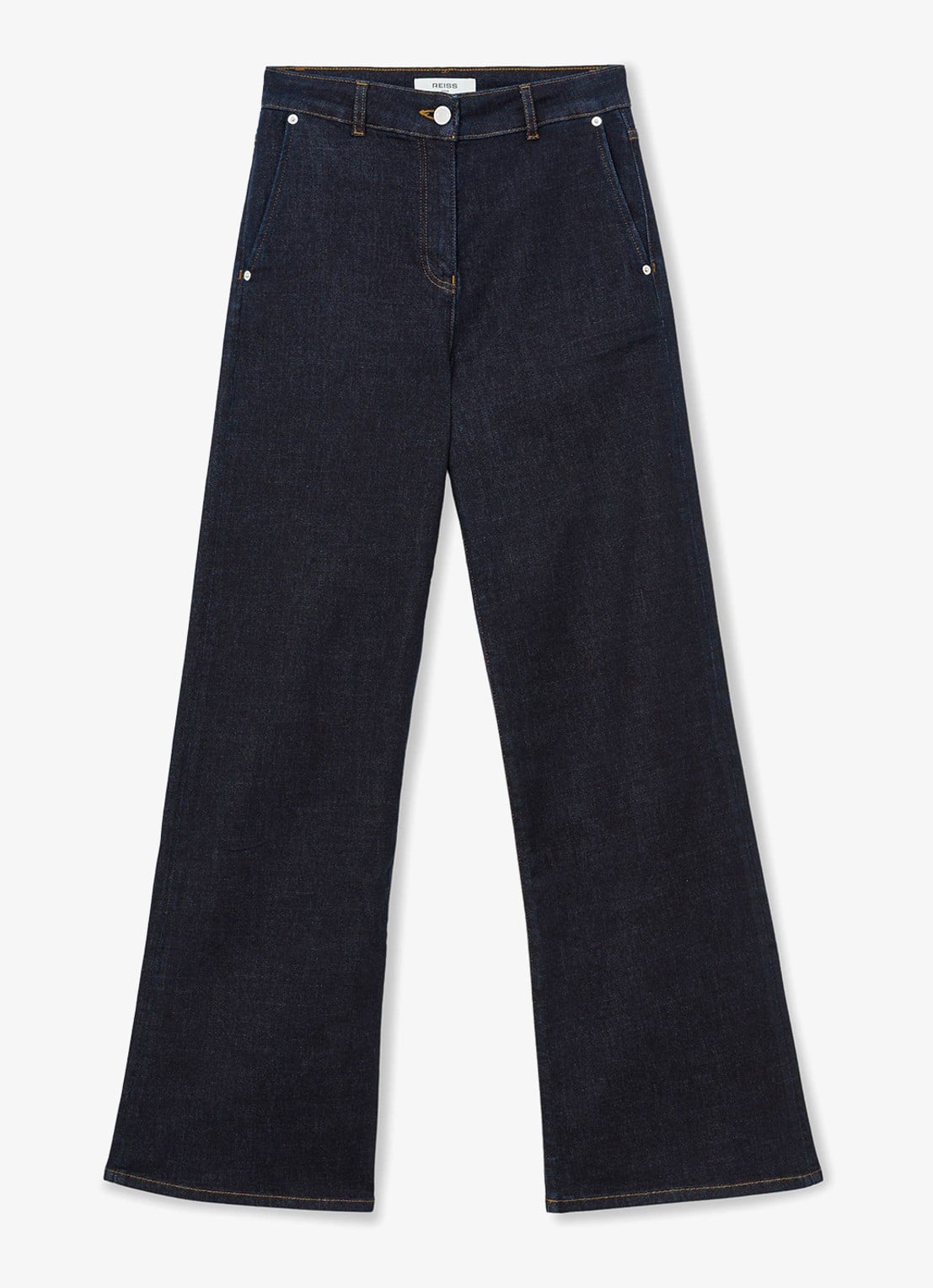 Reiss Addie mid waist wide leg jeans met mediium wassing - voorkant 5 donkerblauw