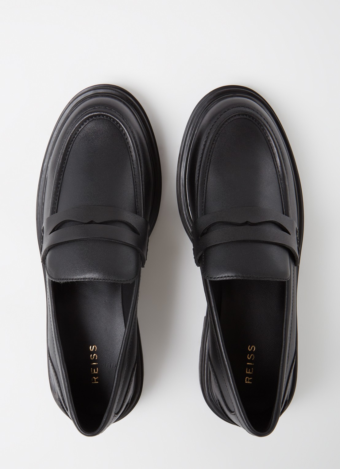 Reiss Adele loafer van leer - detail 4 black / zwart
