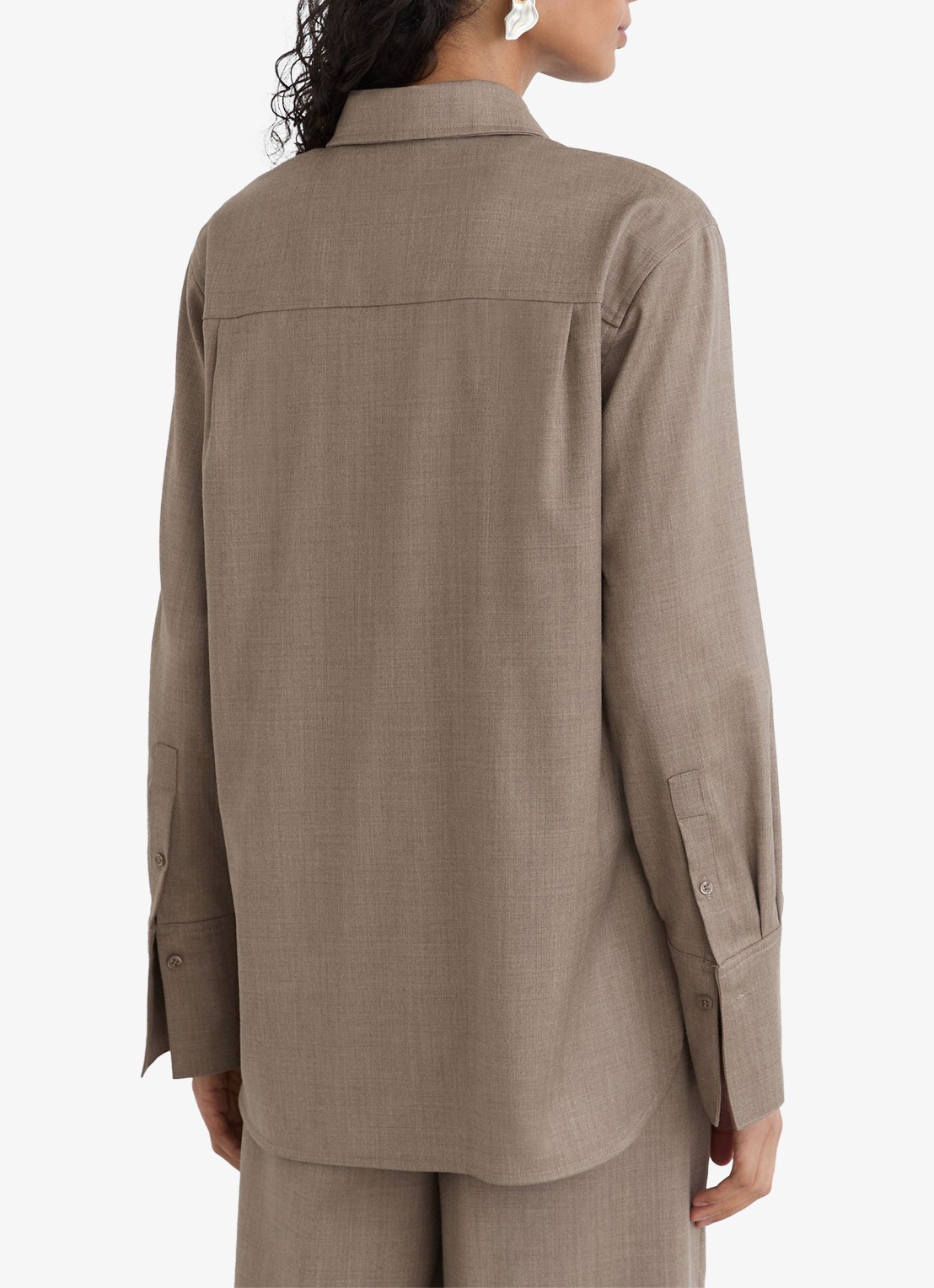 Reiss Adie blouse in wolblend - achterkant 6 donkerbeige