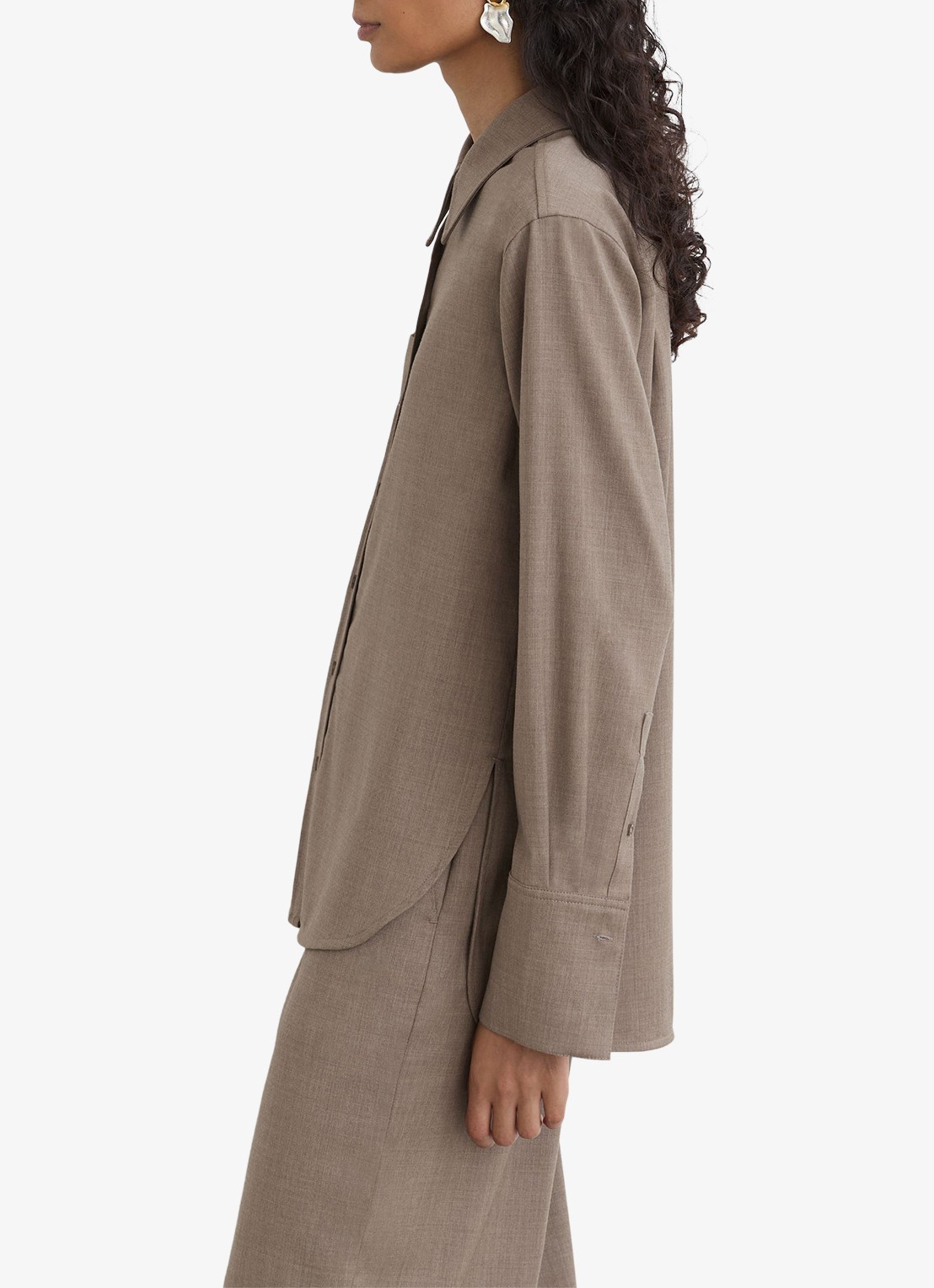 Reiss Adie blouse in wolblend - detail 4 donkerbeige