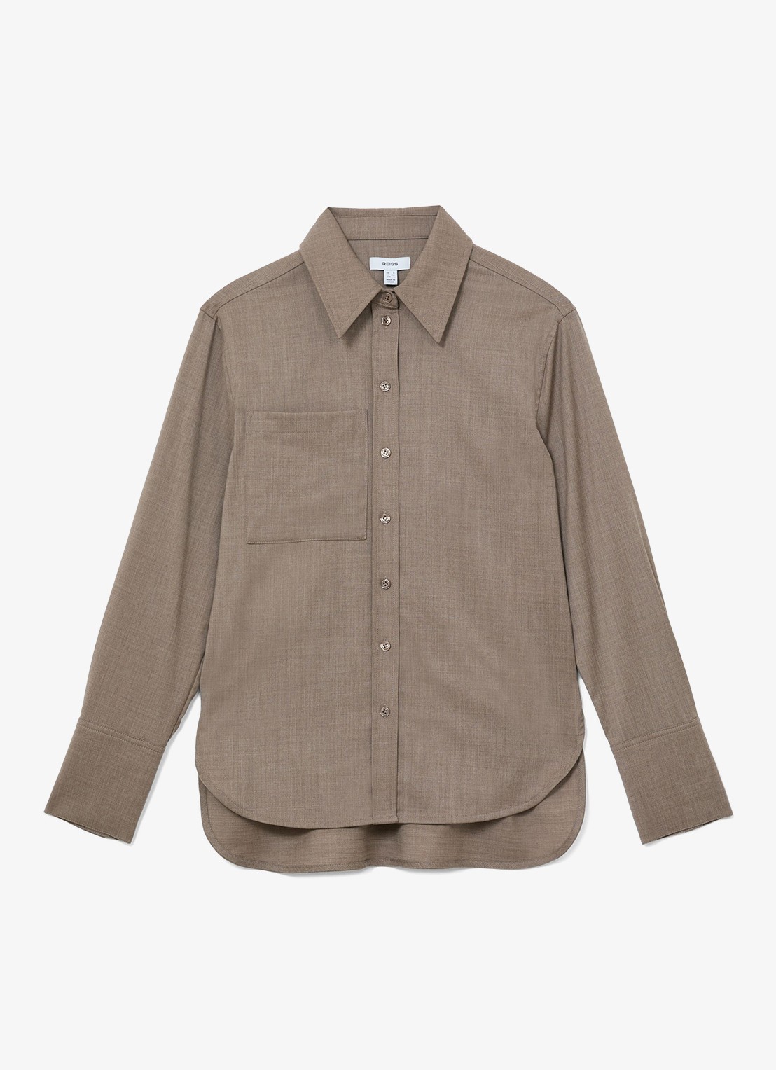 Reiss Adie blouse in wolblend - voorkant 7 donkerbeige