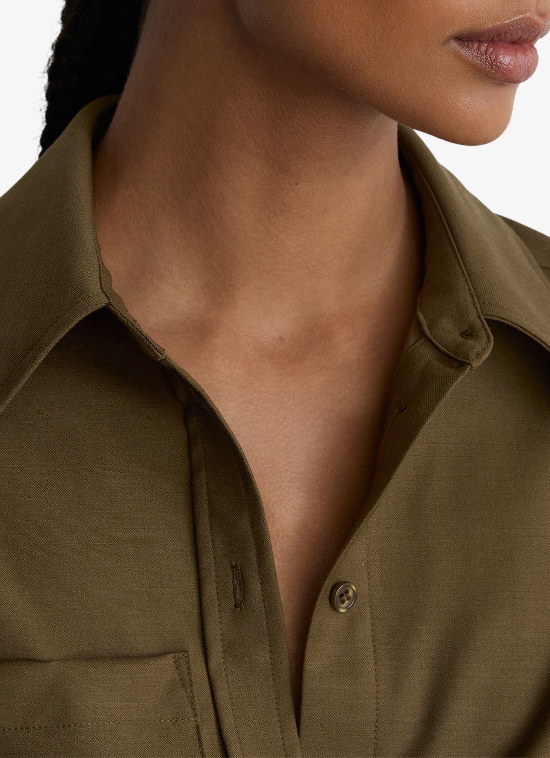 Reiss Adie blouse in wolblend - detail 4 khaki