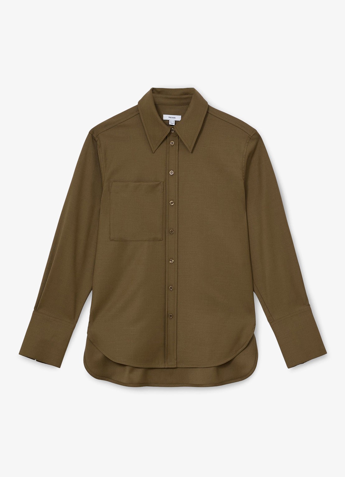 Reiss Adie blouse in wolblend - voorkant 6 khaki