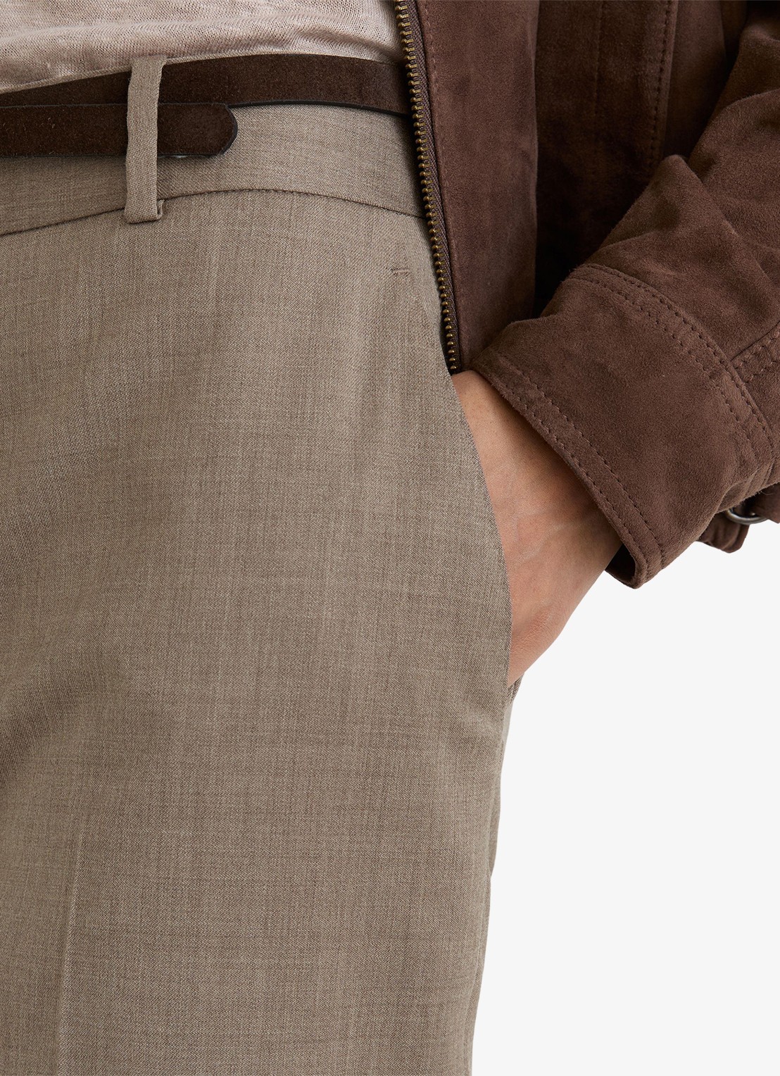 Reiss ADIE high waist wide fit pantalon van wol  - detail 4 zand