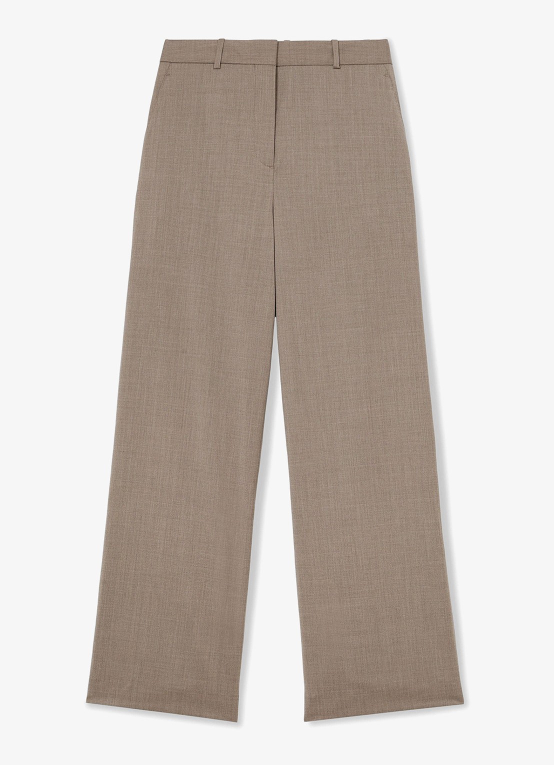 Reiss ADIE high waist wide fit pantalon van wol  - voorkant zand