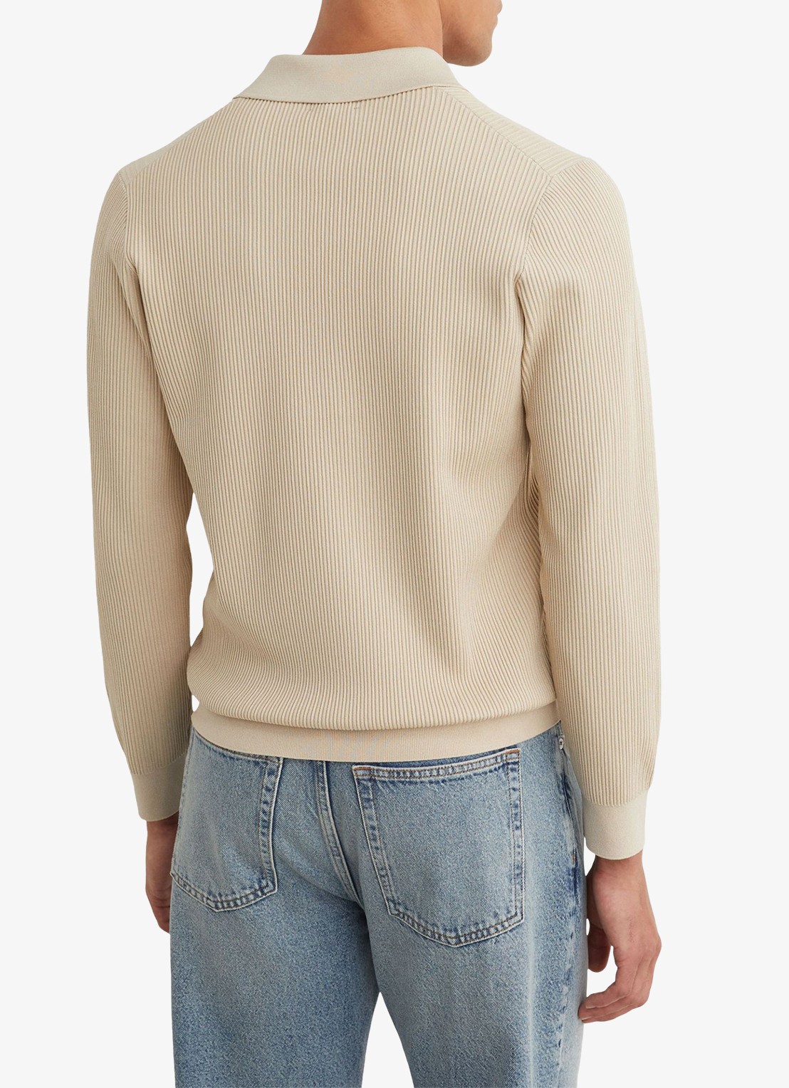 Reiss Admiral regular fit polo met ribstructuur - achterkant beige