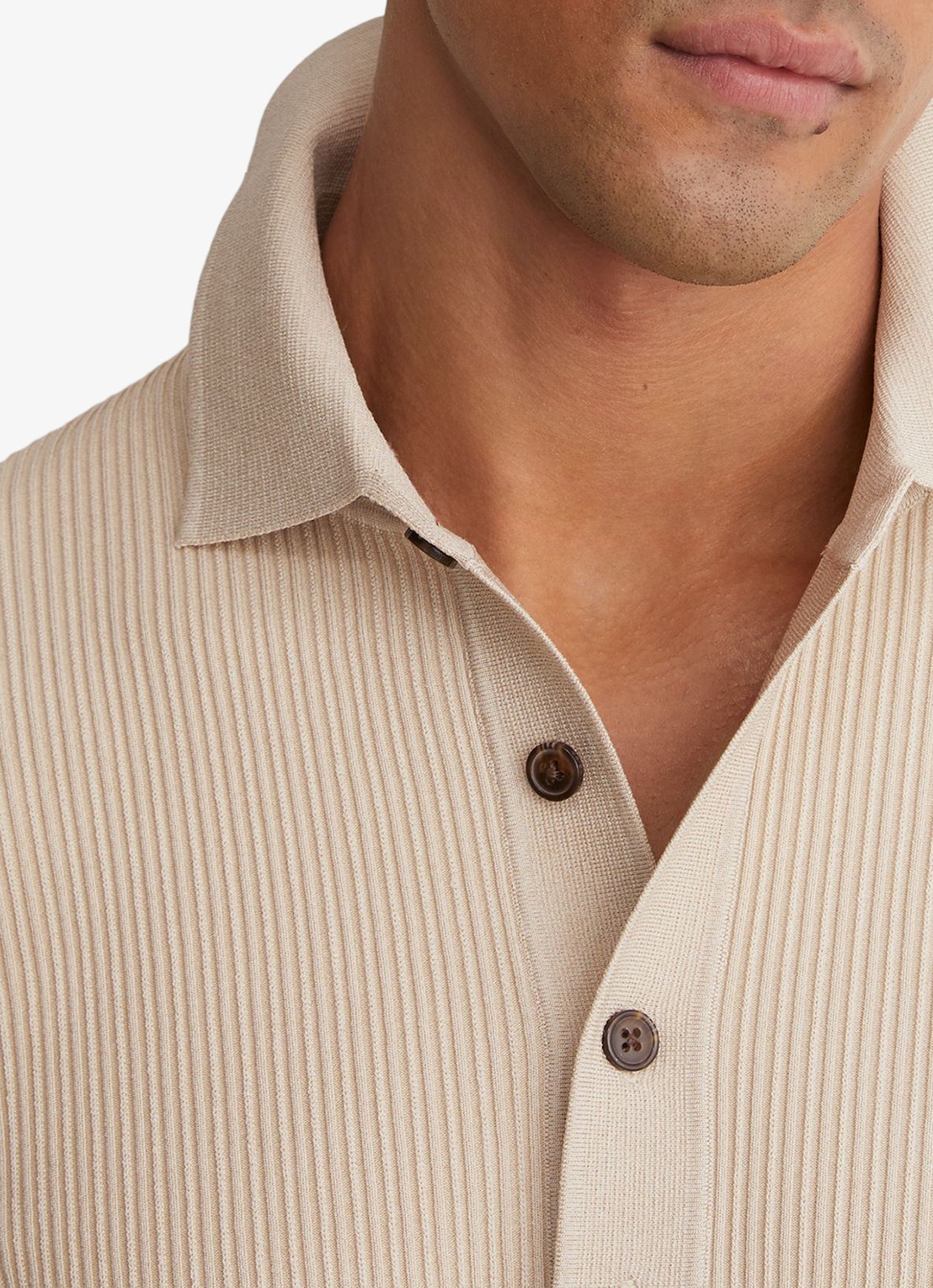 Reiss Admiral regular fit polo met ribstructuur - detail 6 beige