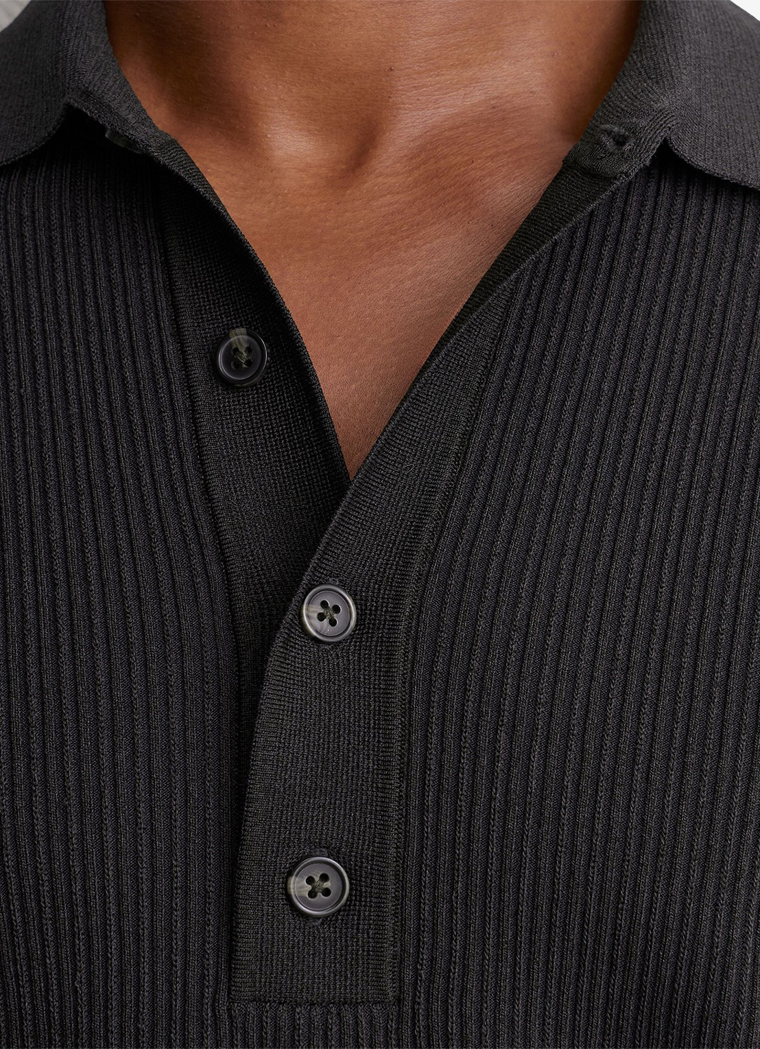 Reiss Admiral regular fit polo met ribstructuur - detail 6 donkergroen