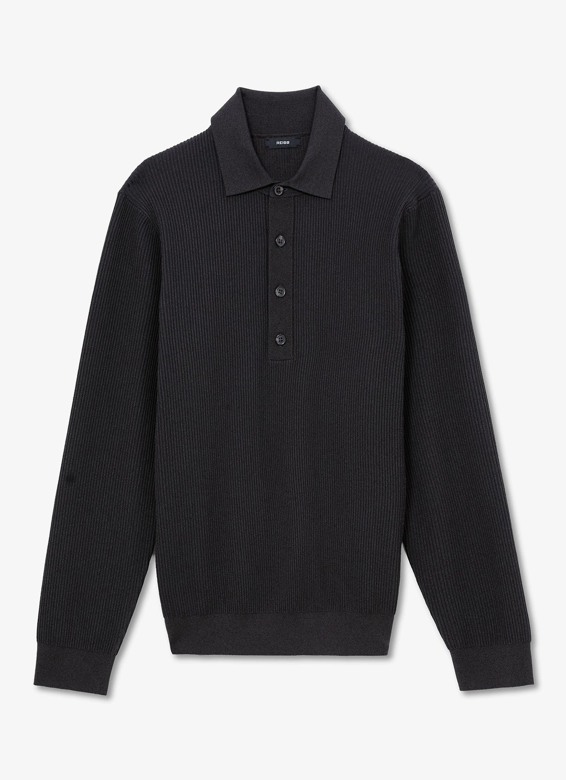 Reiss Admiral regular fit polo met ribstructuur - voorkant 2 donkergroen
