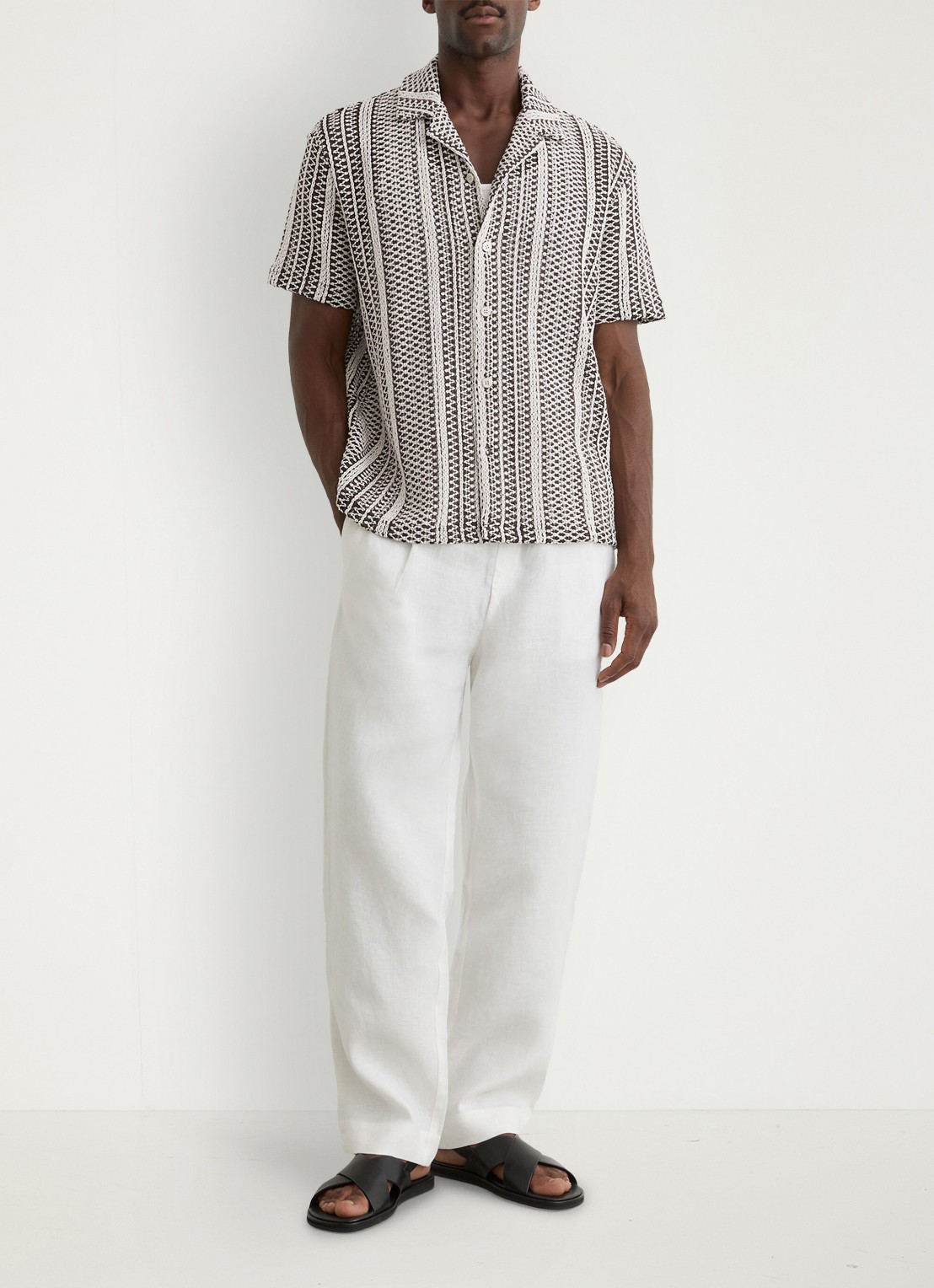 Reiss Aetos regular fit overhemd van van crochet - achterkant 2 donkerbruin