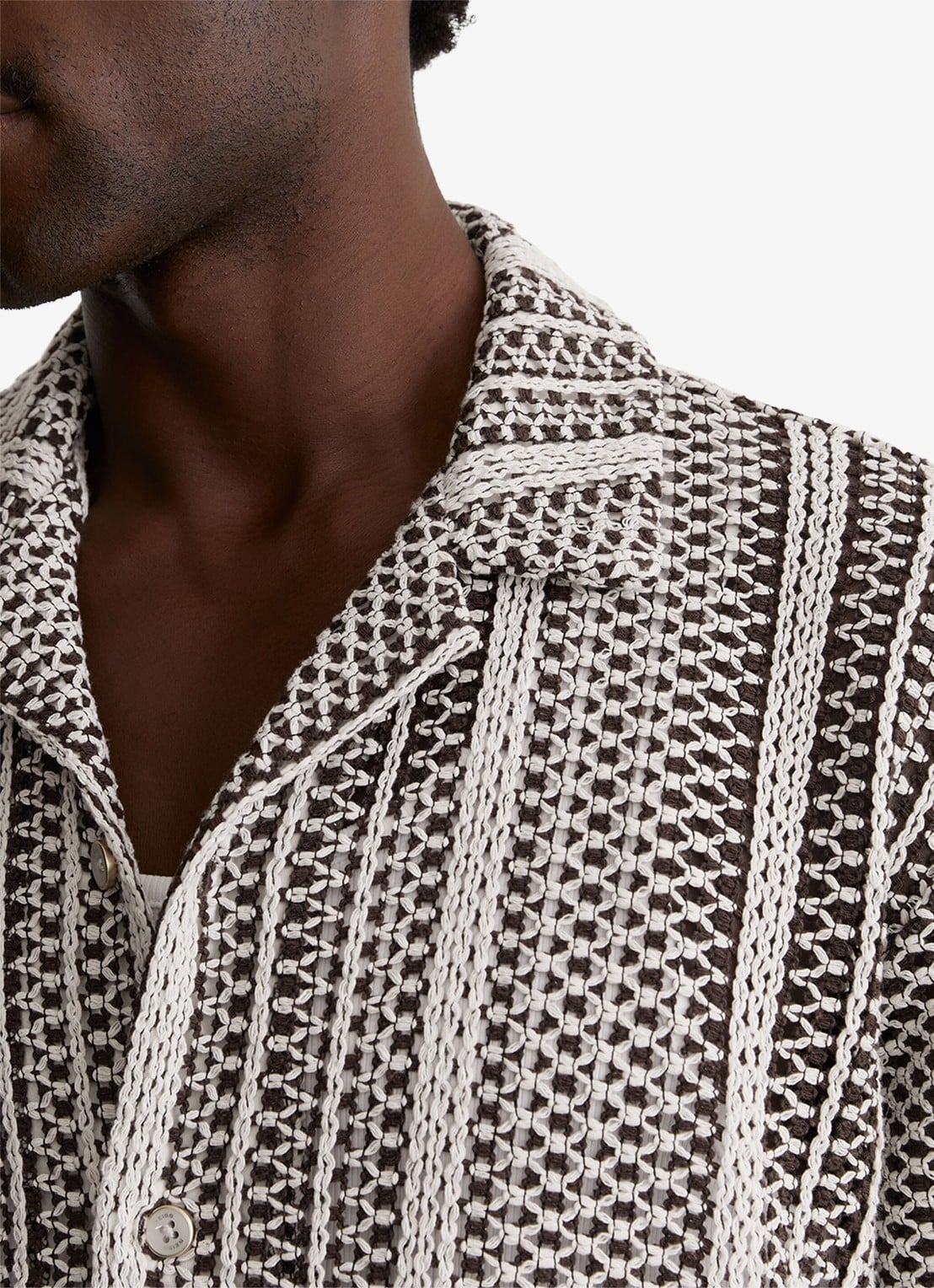 Reiss Aetos regular fit overhemd van van crochet - detail 4 donkerbruin