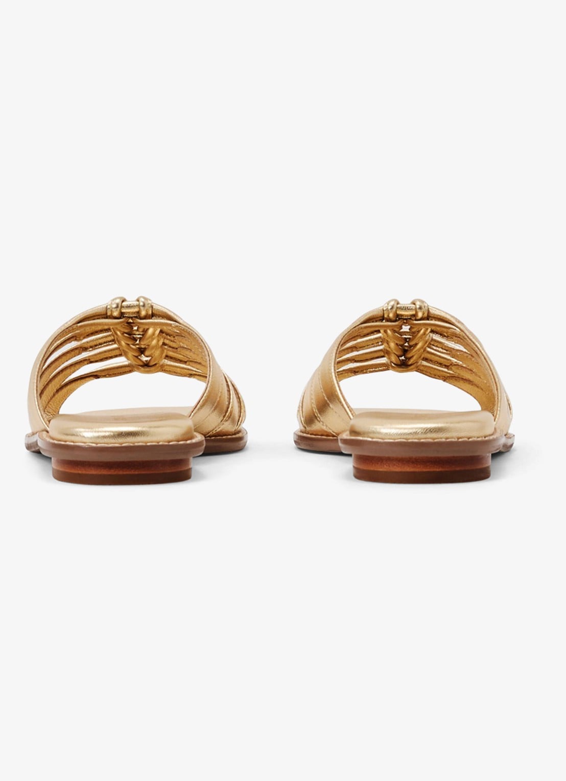 Reiss Agnes slipper van leer met metallic finish - achterkant 6 gold / goud