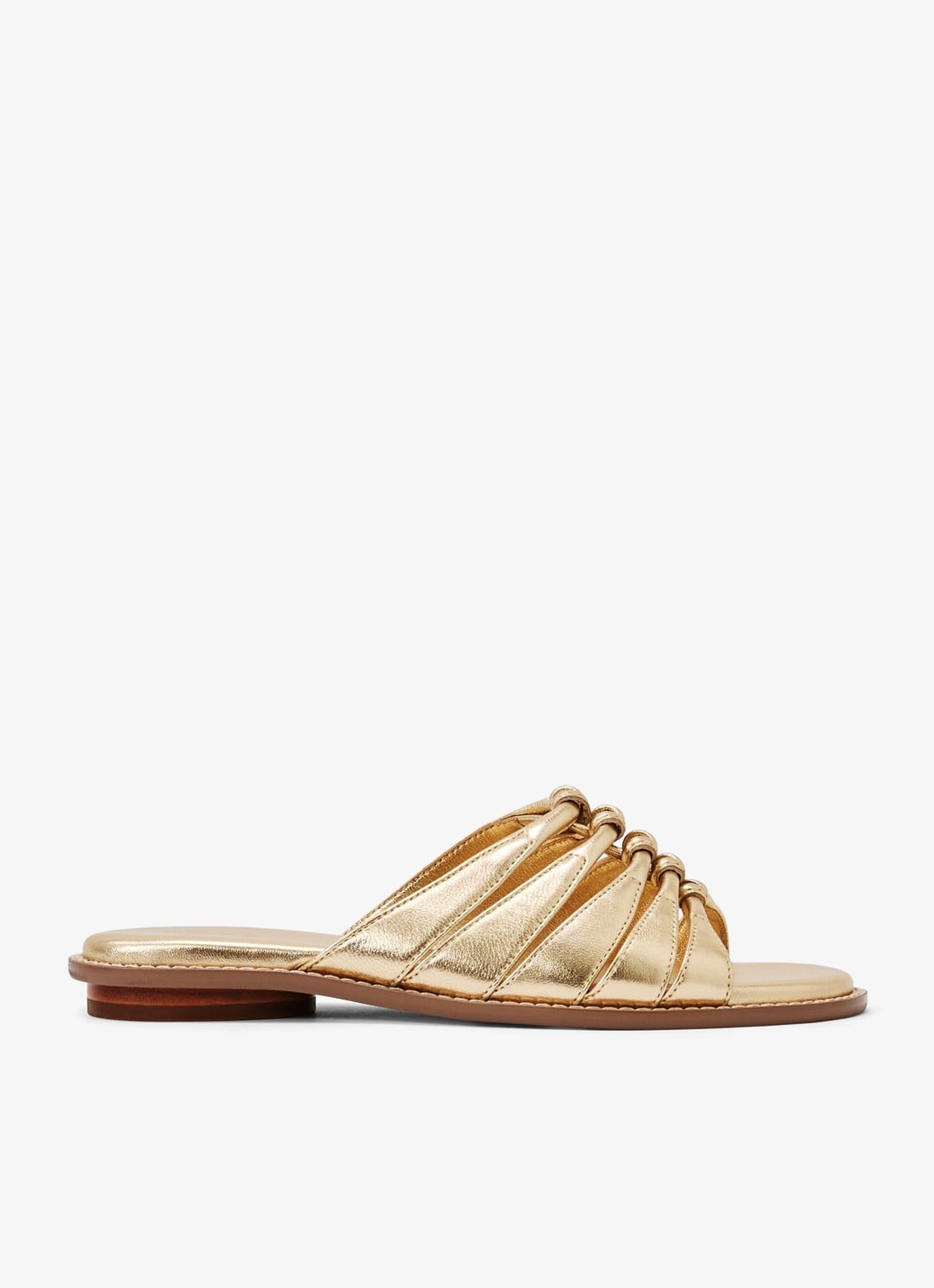 Reiss Agnes slipper van leer met metallic finish - voorkant 4 gold / goud