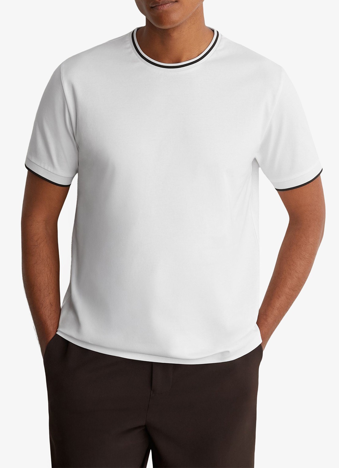 Reiss Ainsley T-shirt met gestreept detail - detail 3 white / wit