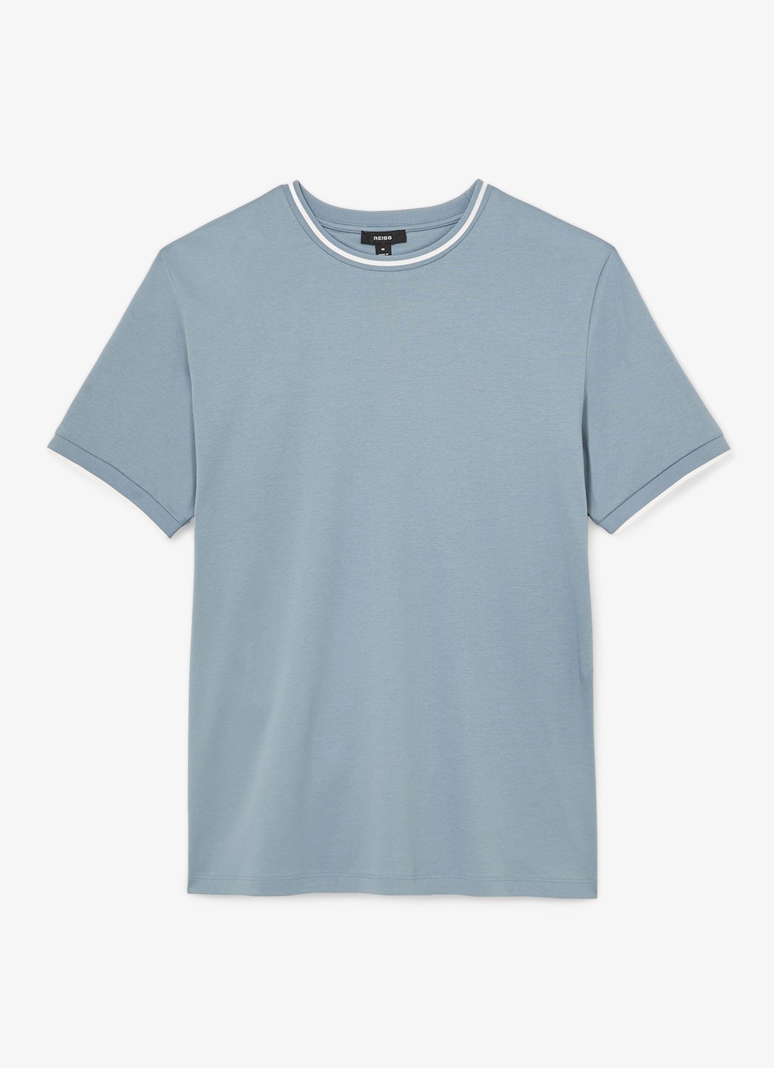 Reiss Ainsley T-shirt met gestreept detail - voorkant 2 staalblauw