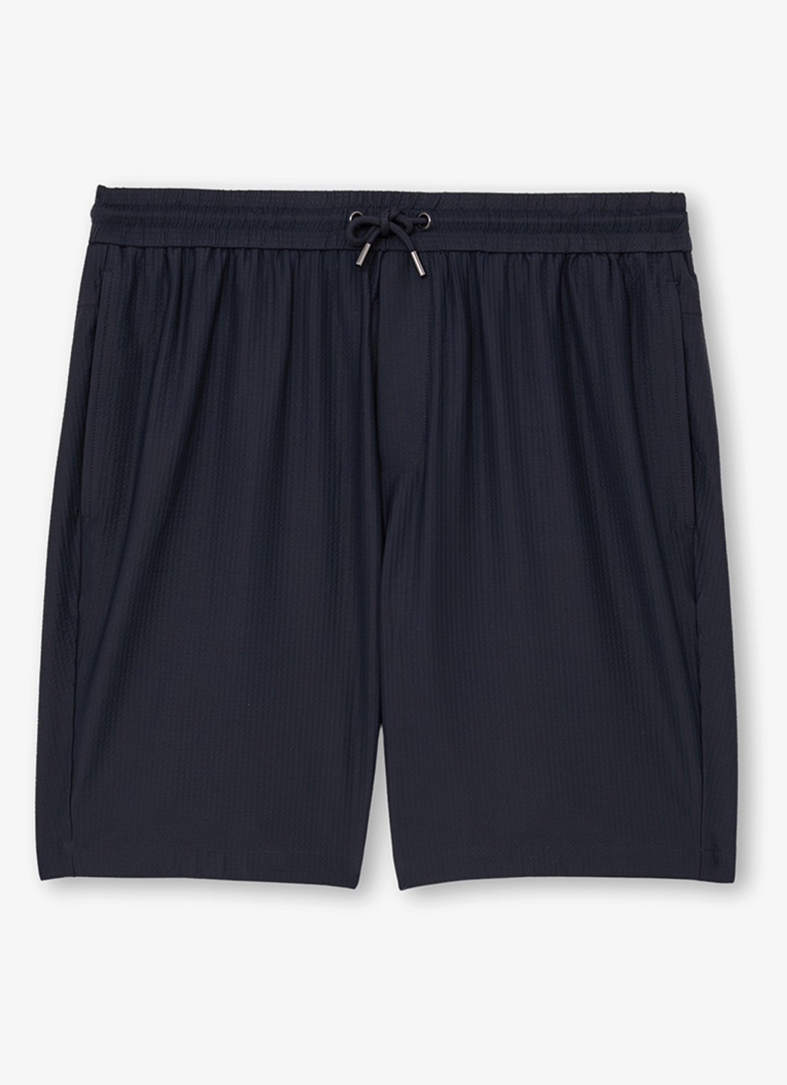 Reiss Ajay straight fit korte broek met structuur - voorkant donkerblauw