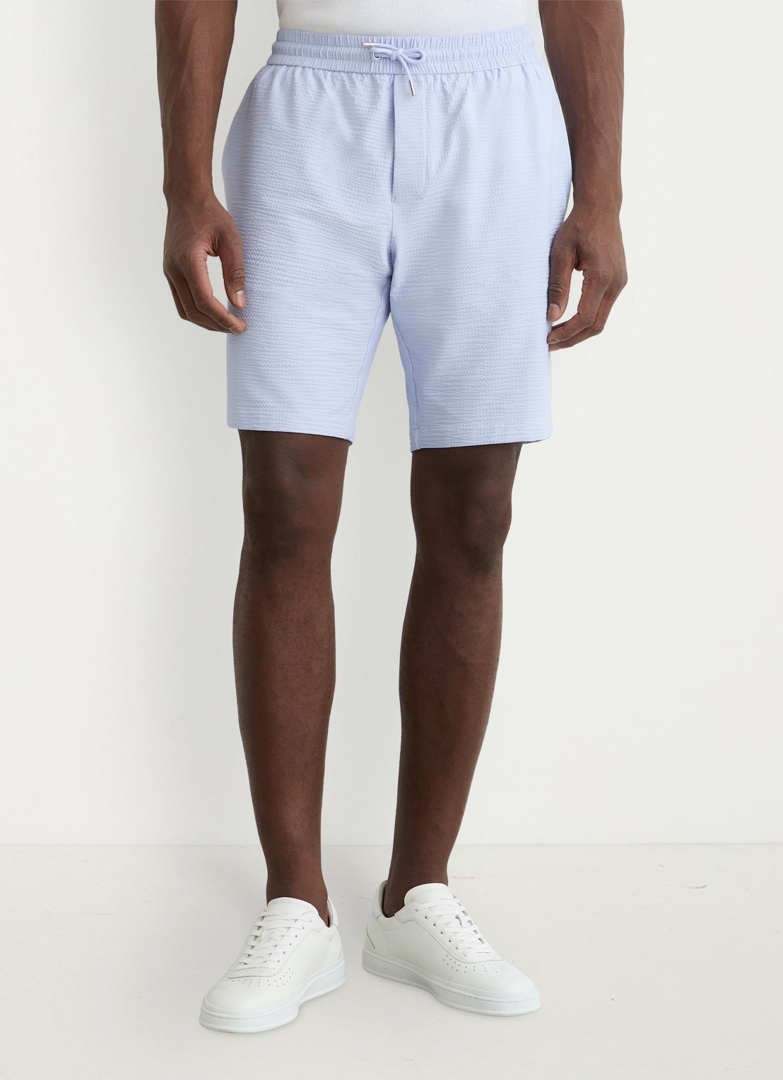 Reiss Ajay straight fit korte broek met structuur - detail 2 lichtblauw
