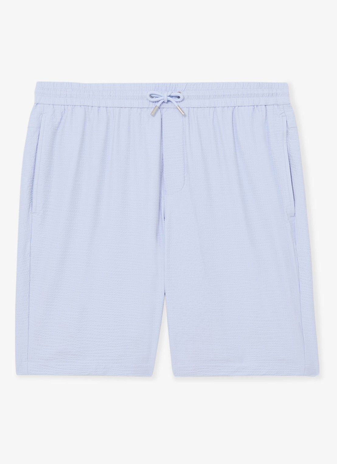 Reiss Ajay straight fit korte broek met structuur - voorkant 5 lichtblauw
