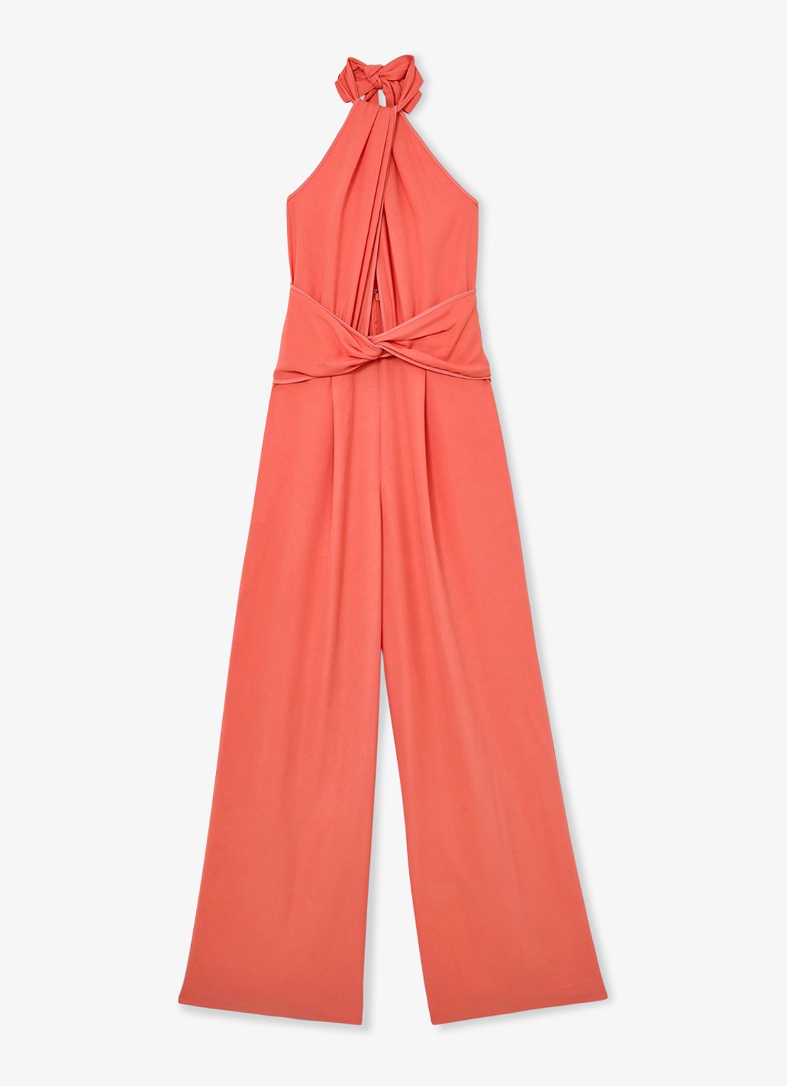 Reiss Akia wide fit jumpsuit met steekzakken - voorkant 7 koraalroze