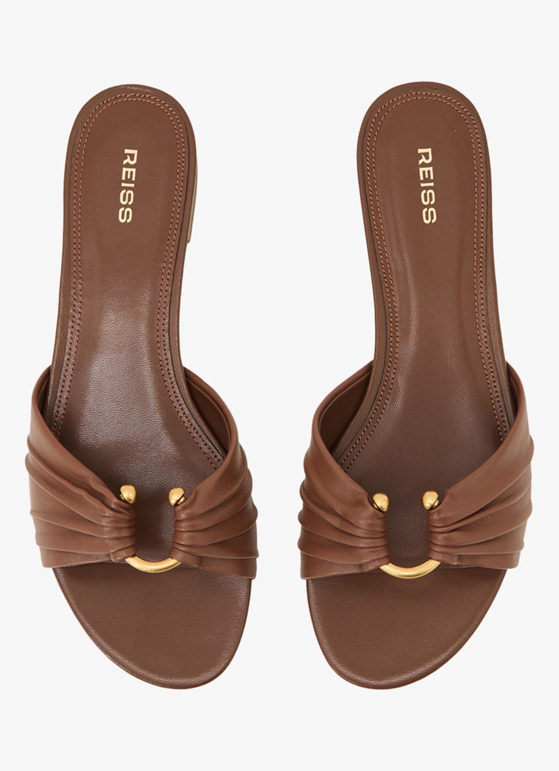 Reiss Alana slipper van leer - detail 4 bruin