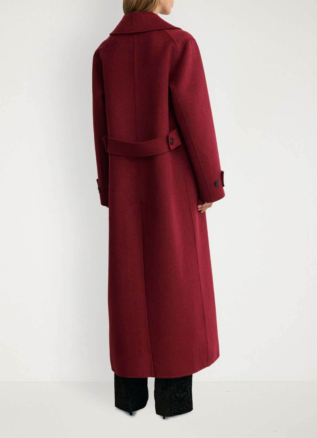 Reiss Alara lange jas in wolblend - achterkant 6 rood