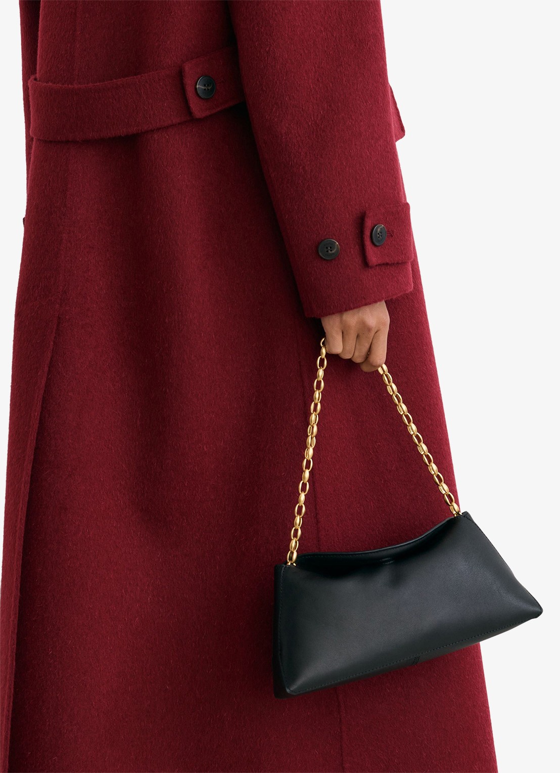 Reiss Alara lange jas in wolblend - detail 3 rood