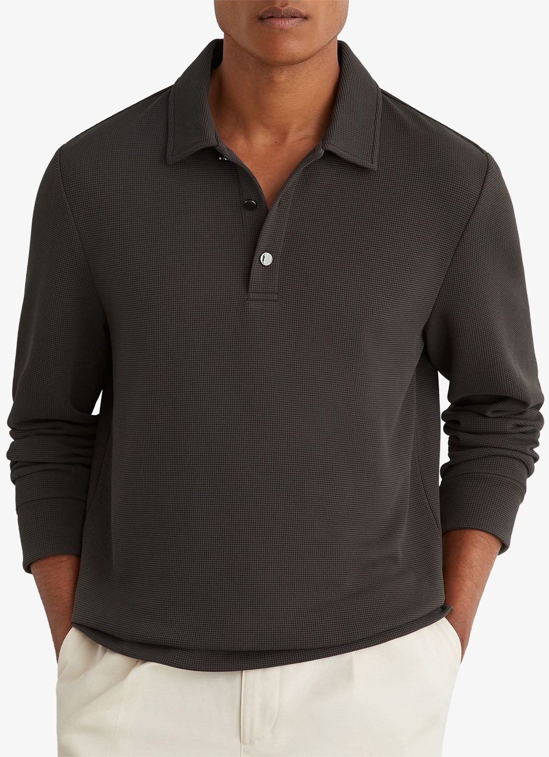 Reiss ALBA polo met structuur - detail bruin