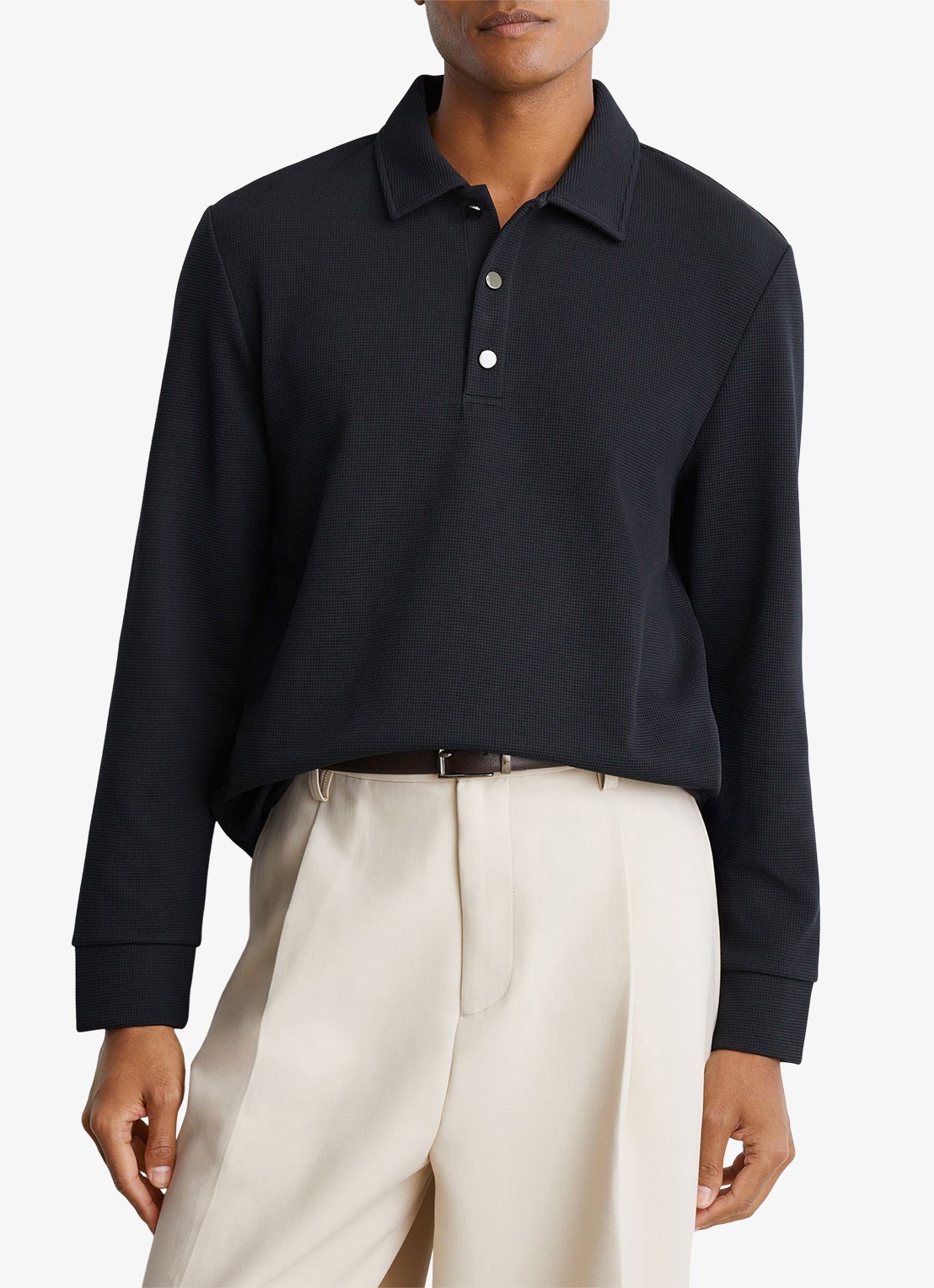 Reiss ALBA polo met structuur - detail 4 navy / blauw