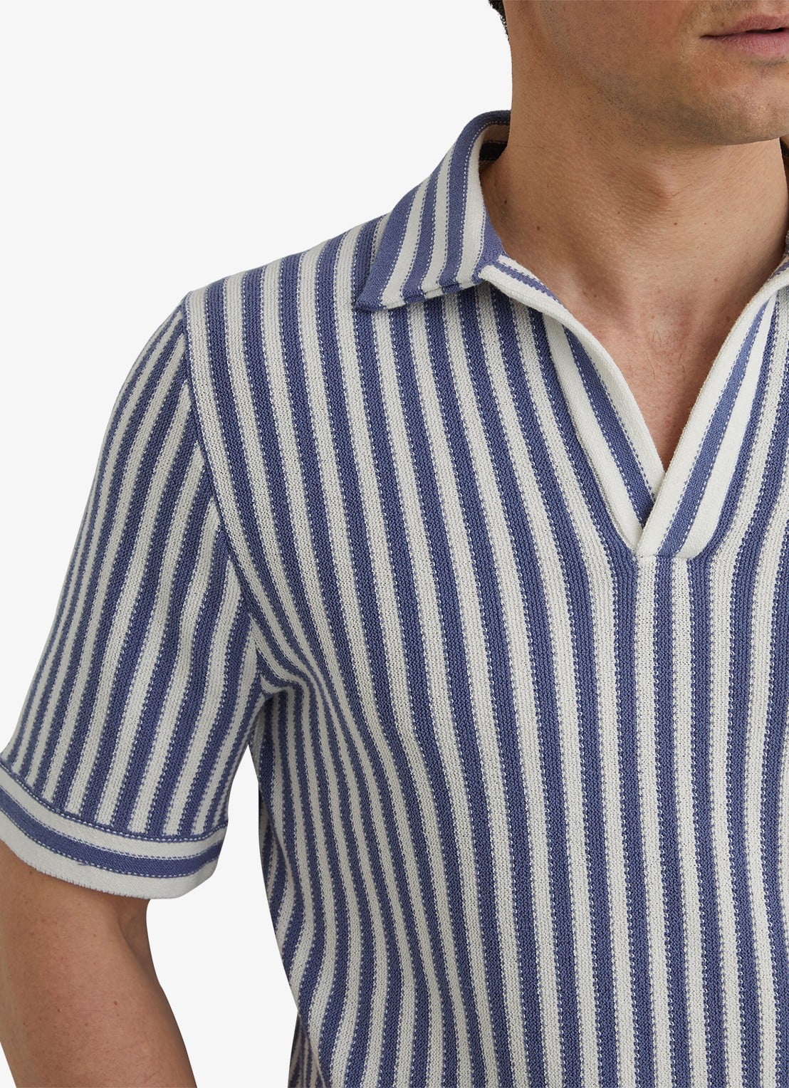 Reiss Alba regular fit polo met streepprint - detail 3 blauw