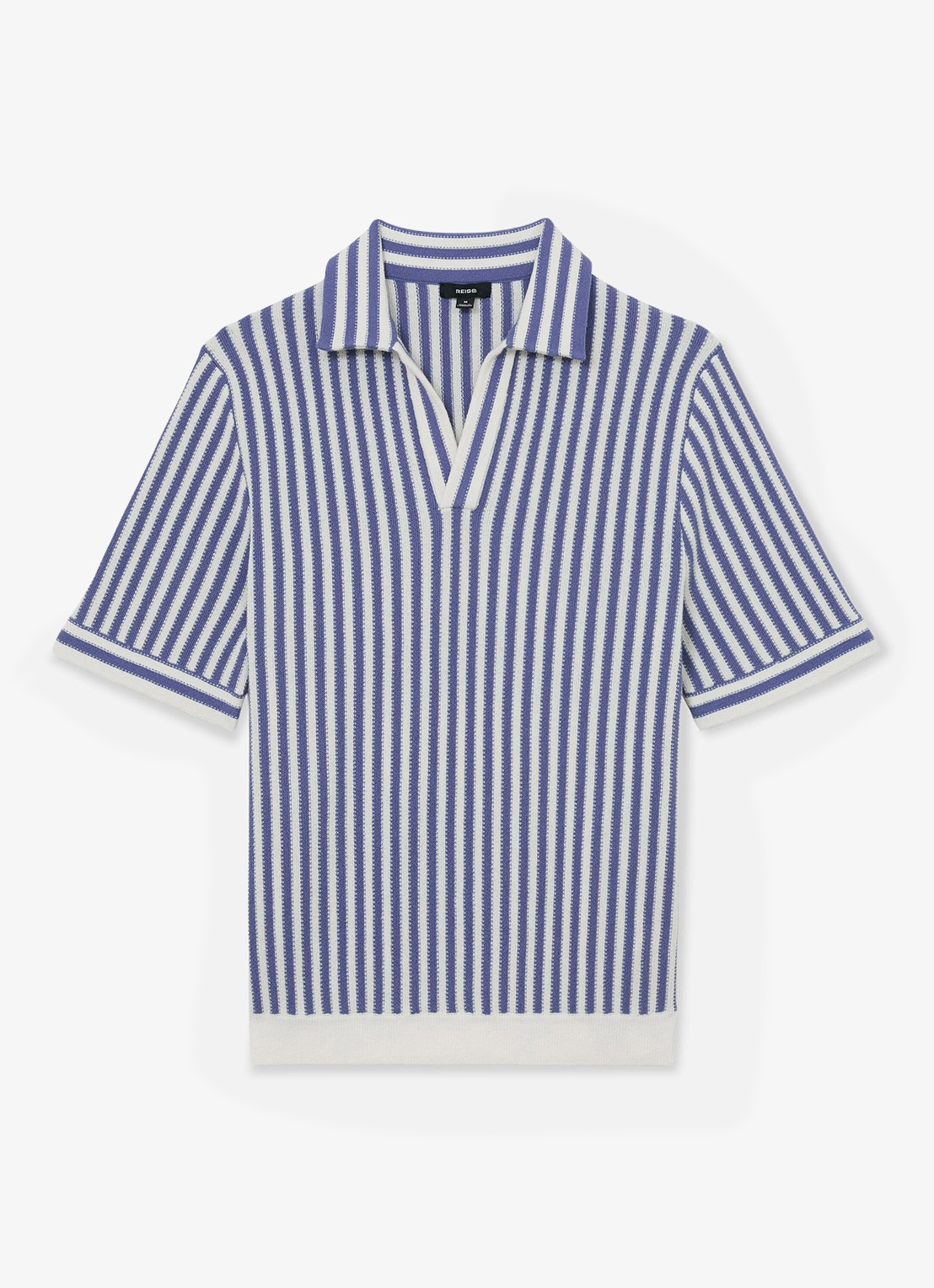 Reiss Alba regular fit polo met streepprint - voorkant 5 blauw