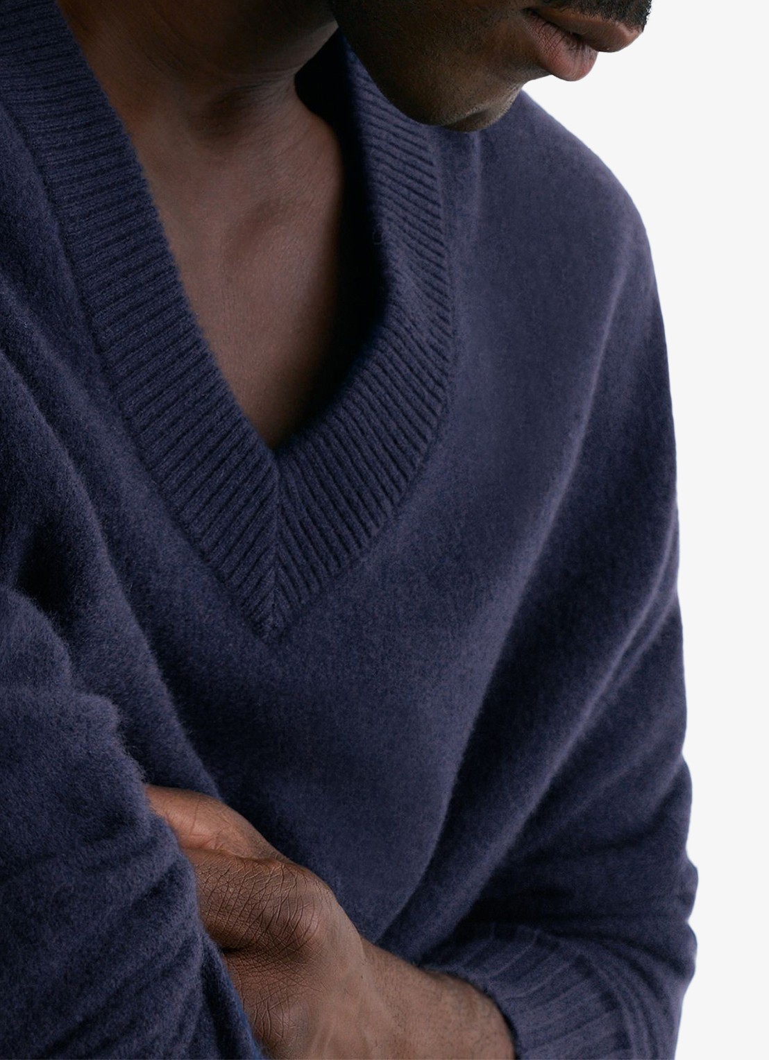 Reiss Alberz ribgebreide trui van wol en kasjmier - detail 6 navy / blauw