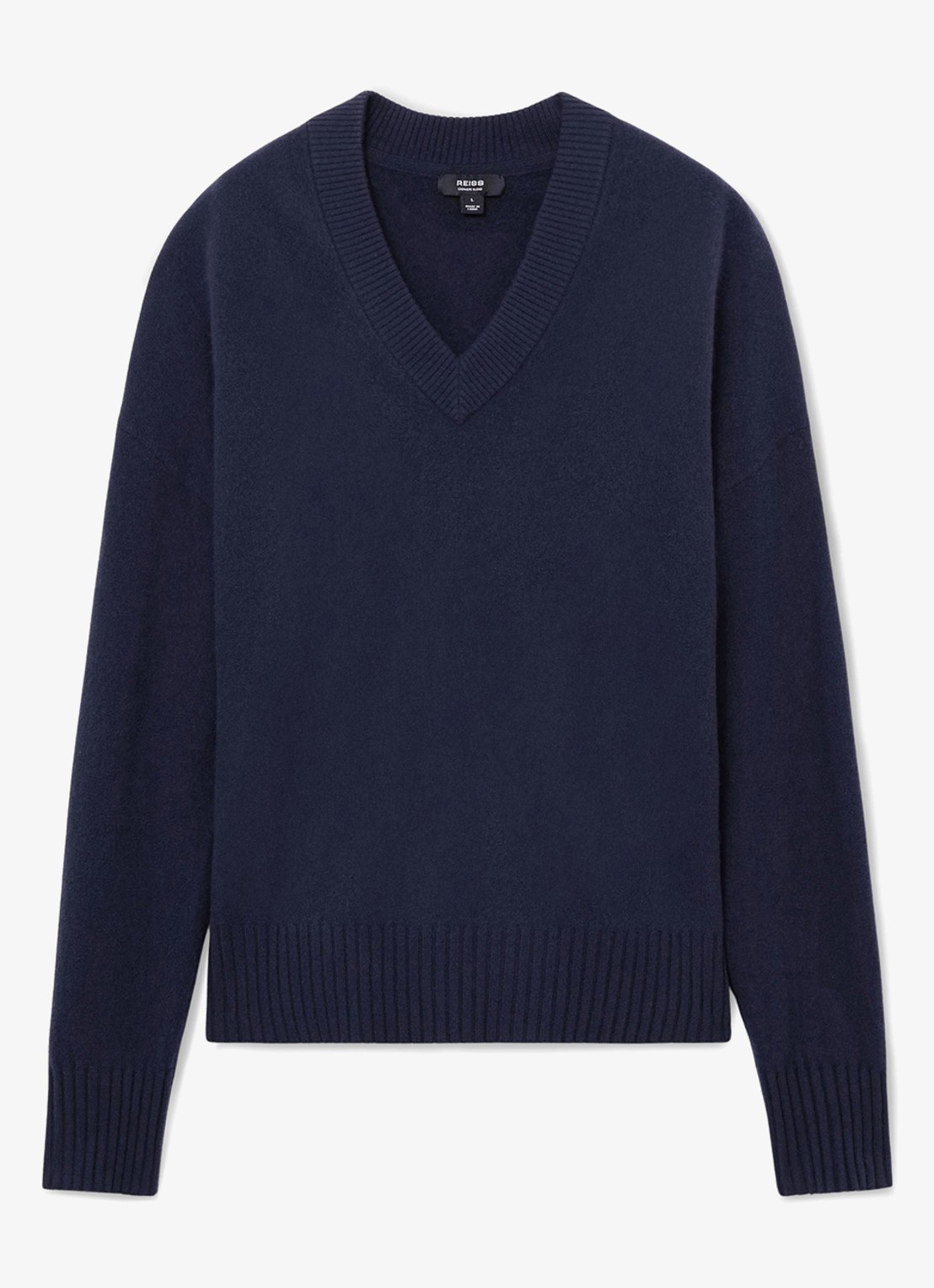 Reiss Alberz ribgebreide trui van wol en kasjmier - voorkant 2 navy / blauw