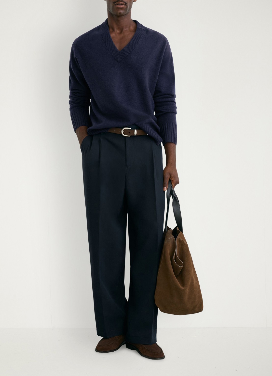 Reiss Alberz ribgebreide trui van wol en kasjmier - voorkant 3 navy / blauw