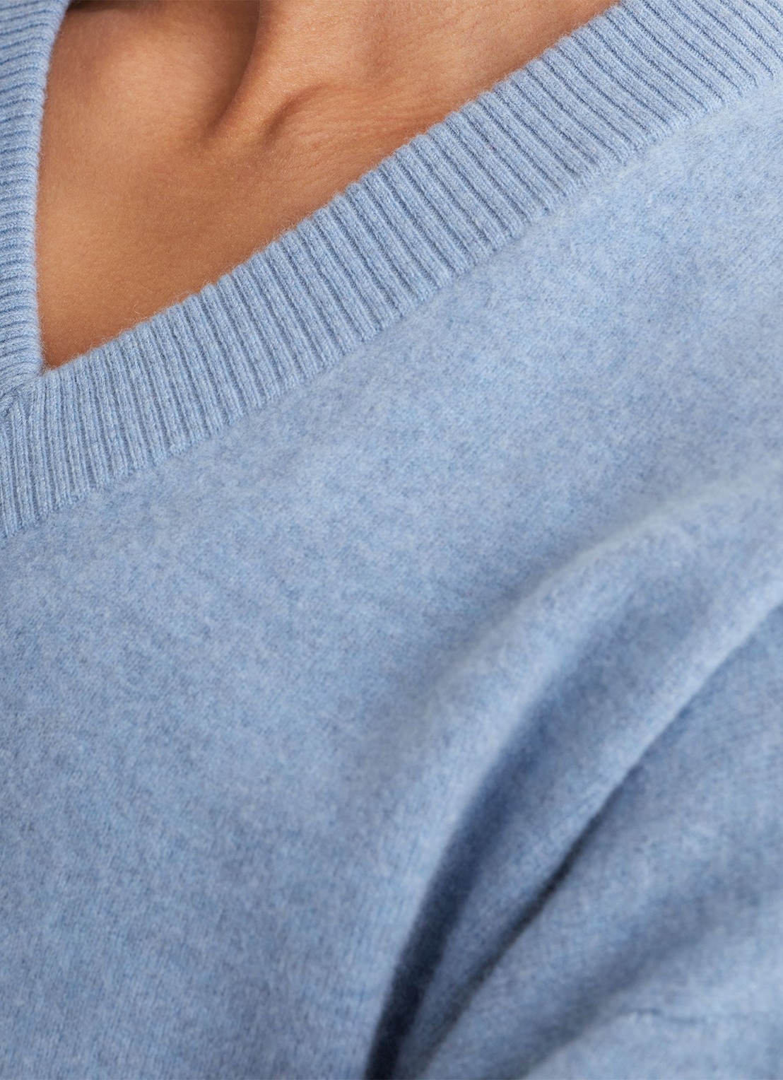 Reiss Alberz ribgebreide trui van wol en kasjmier - detail 2 lichtblauw