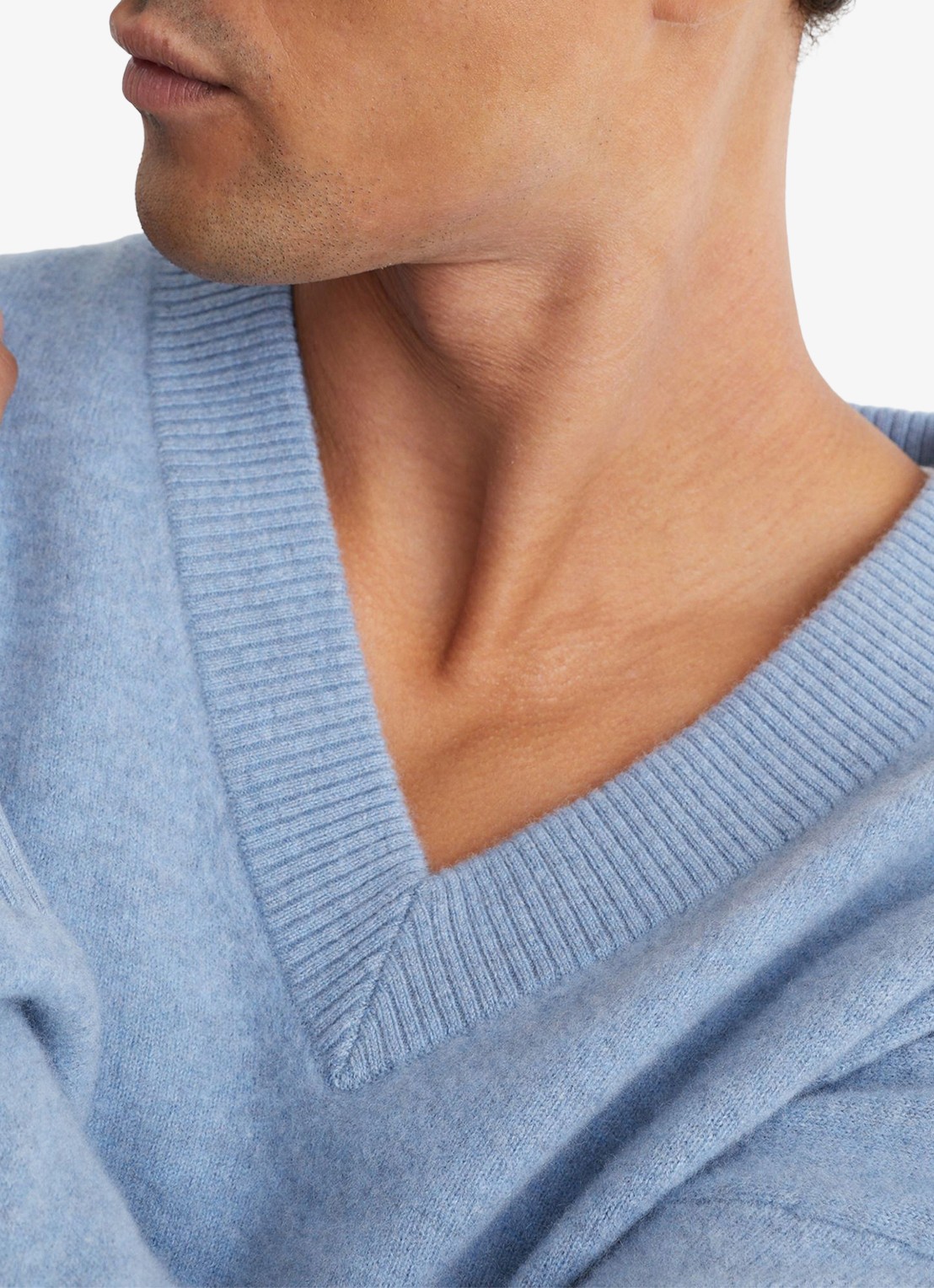 Reiss Alberz ribgebreide trui van wol en kasjmier - detail 3 lichtblauw